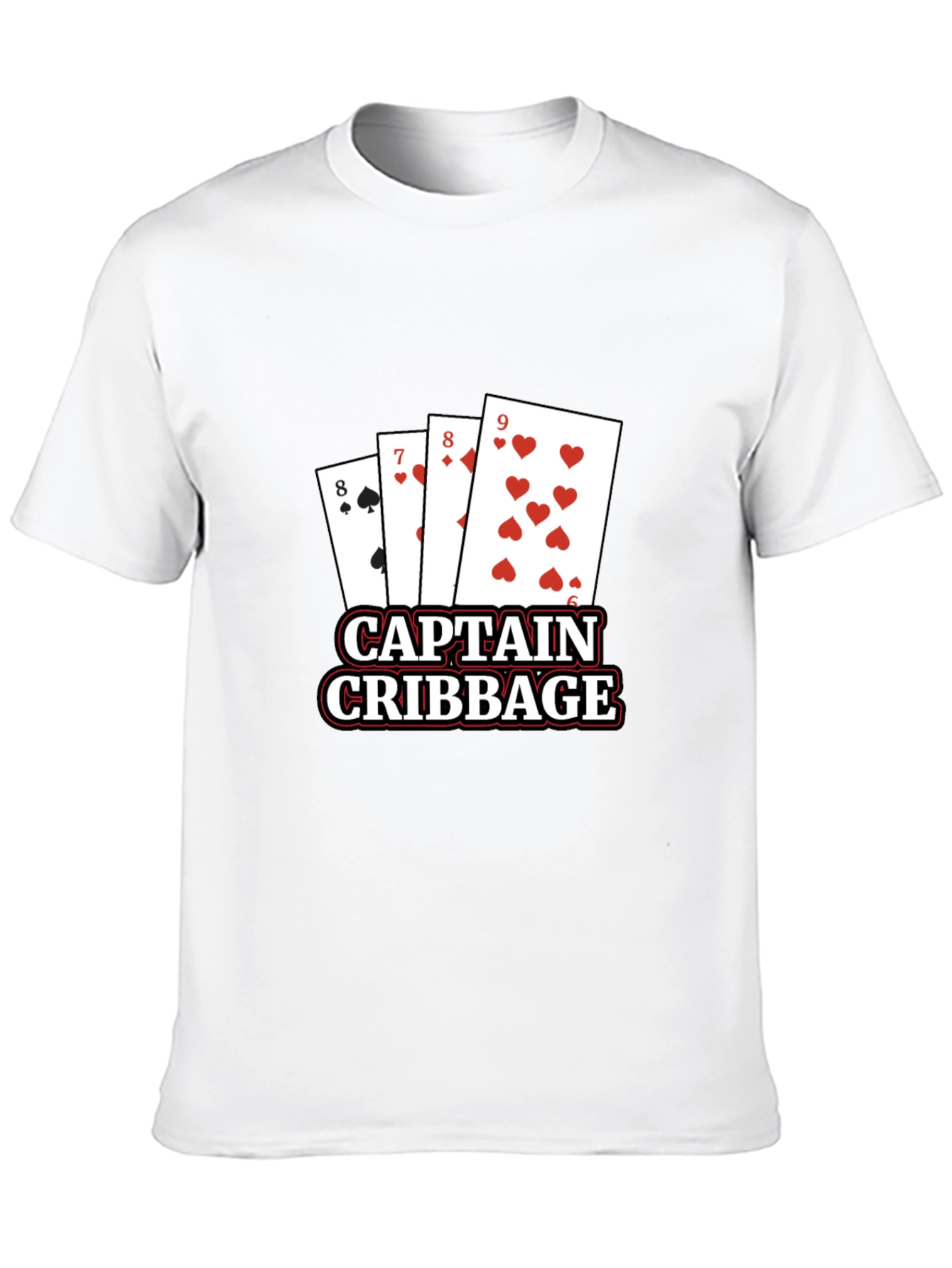 Captain Cribbage T-Shirt - Black Poker Card Tee