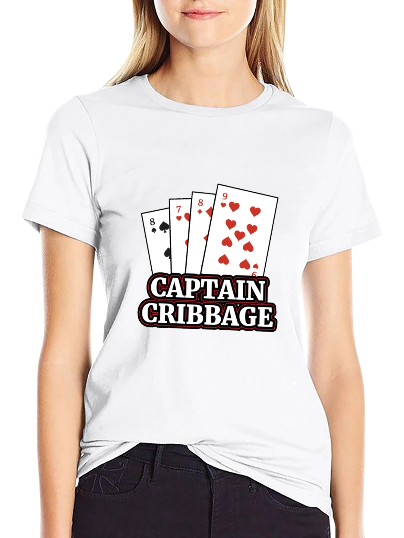 Captain Cribbage T-Shirt - Black Poker Card Tee
