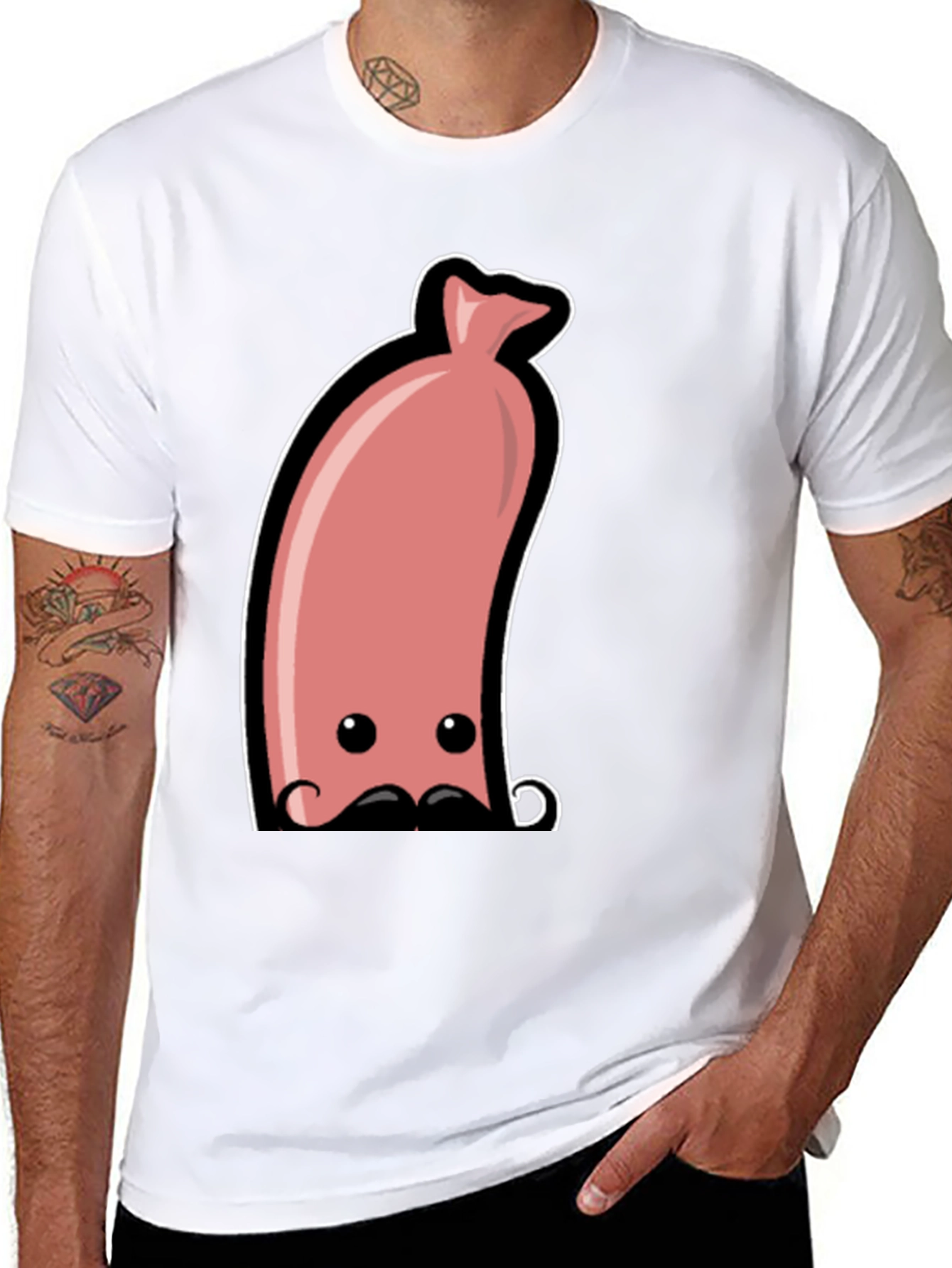 Funny Sausage Graphic Tee - Mens Black T-Shirt
