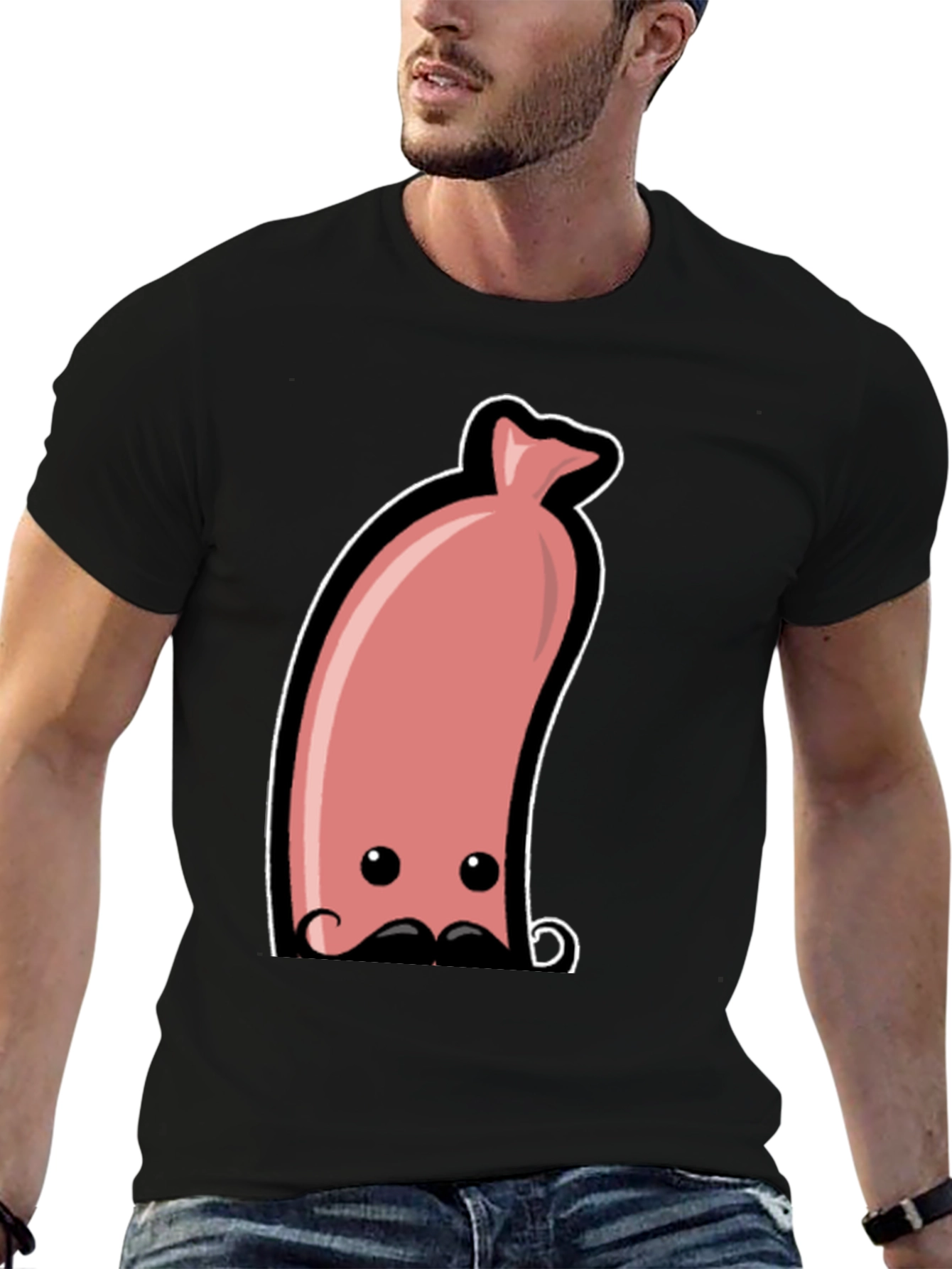 Funny Sausage Graphic Tee - Mens Black T-Shirt