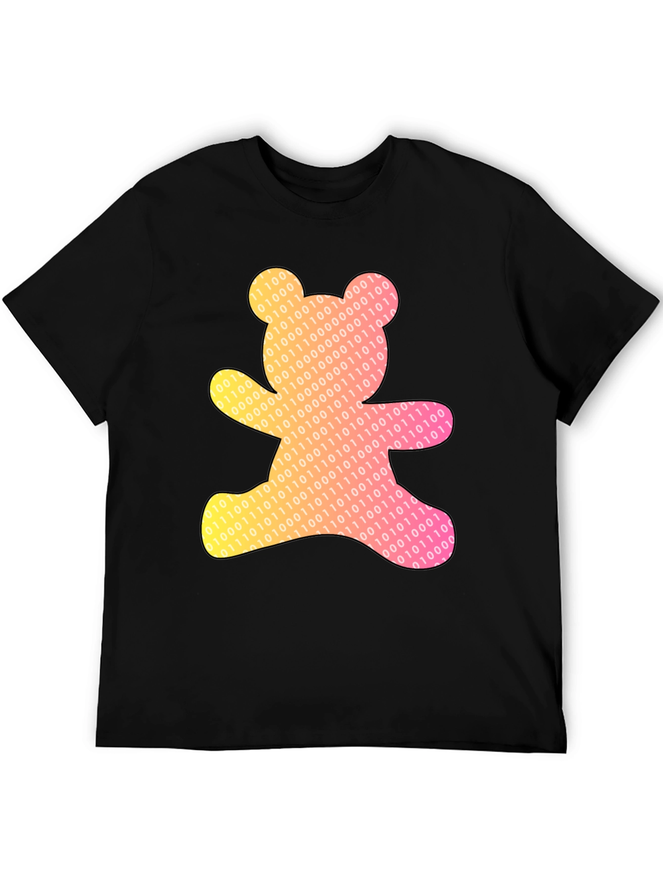 Binary Bear Graphic T-Shirt - Black Cotton Tee