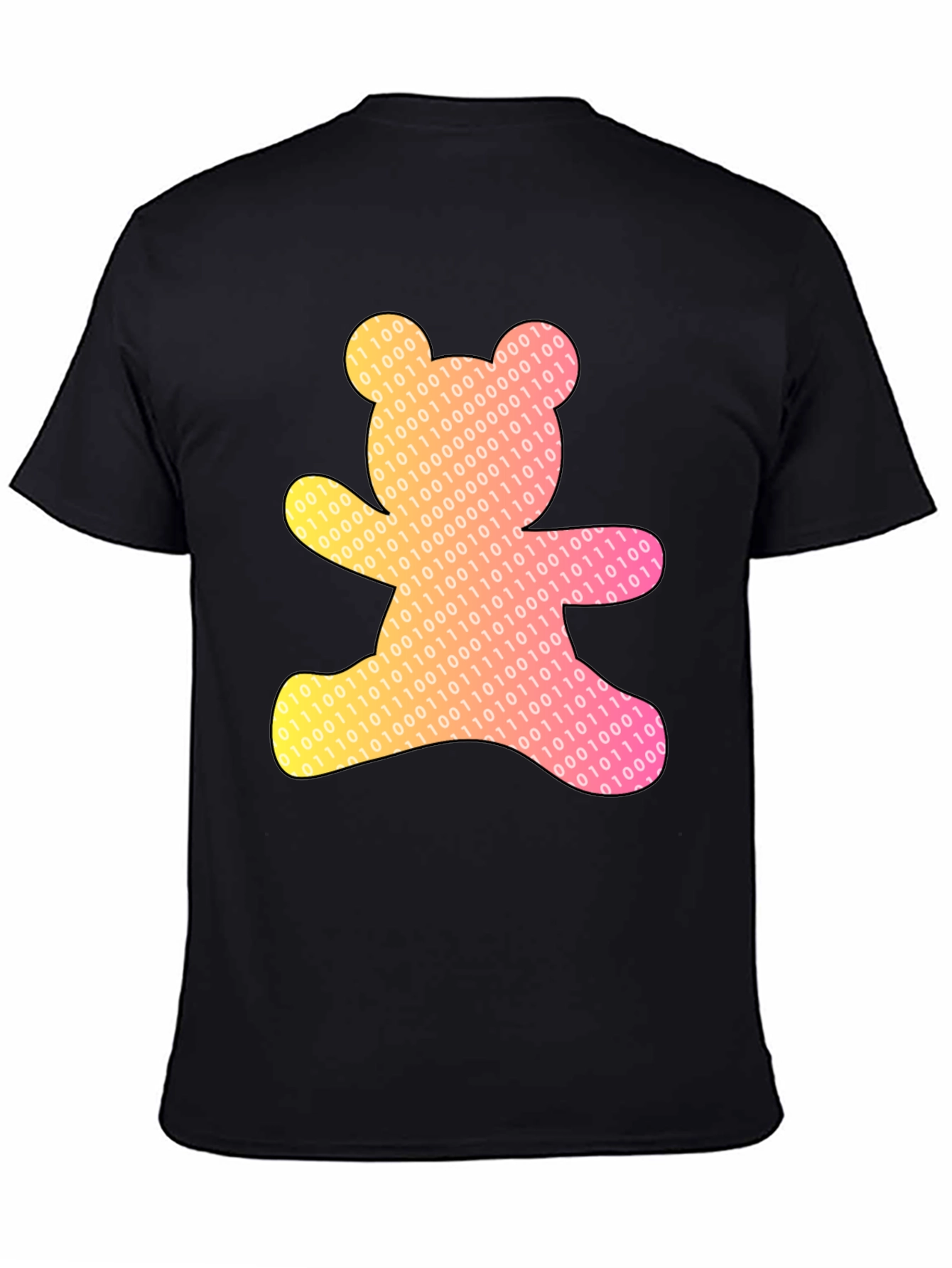 Binary Bear Graphic T-Shirt - Black Cotton Tee