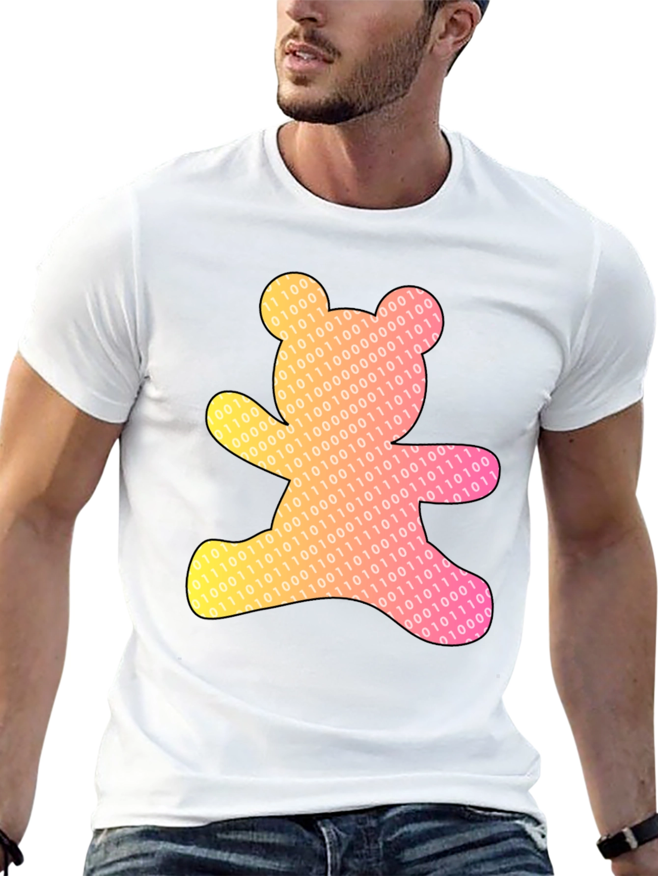 Binary Bear Graphic T-Shirt - Black Cotton Tee