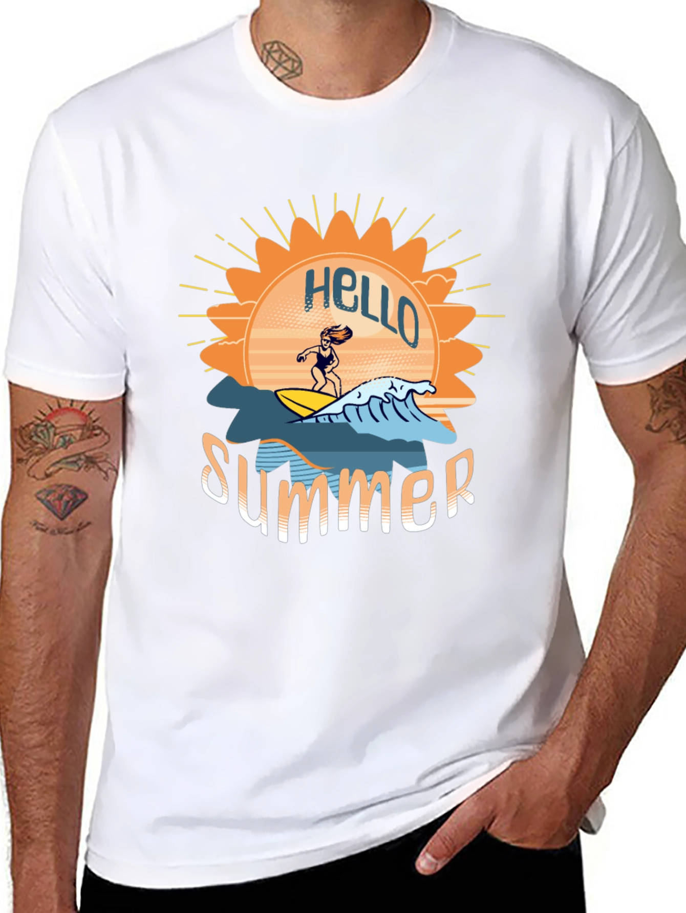 Hello Summer T-Shirt - Surfing Design