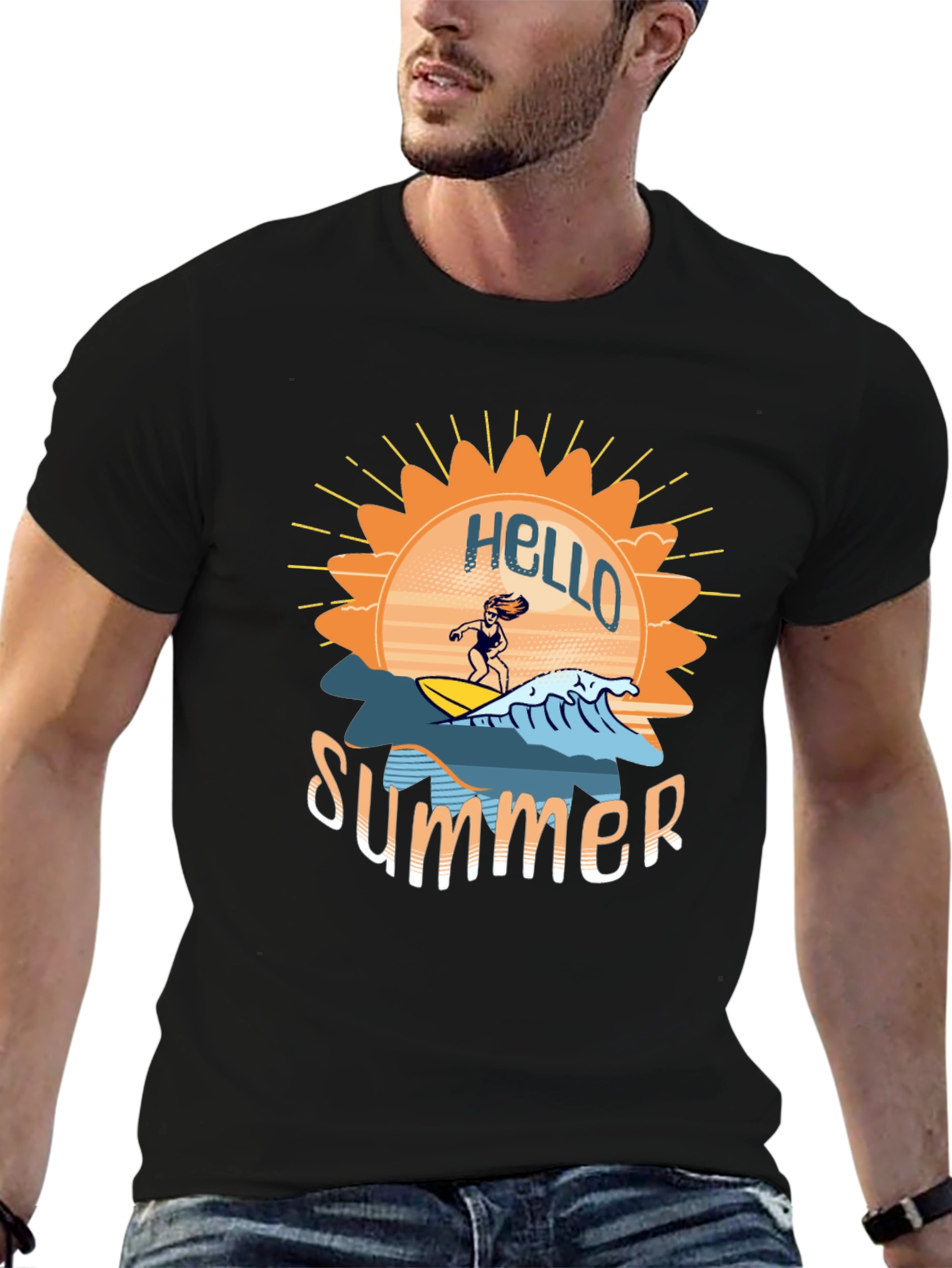 Hello Summer T-Shirt - Surfing Design