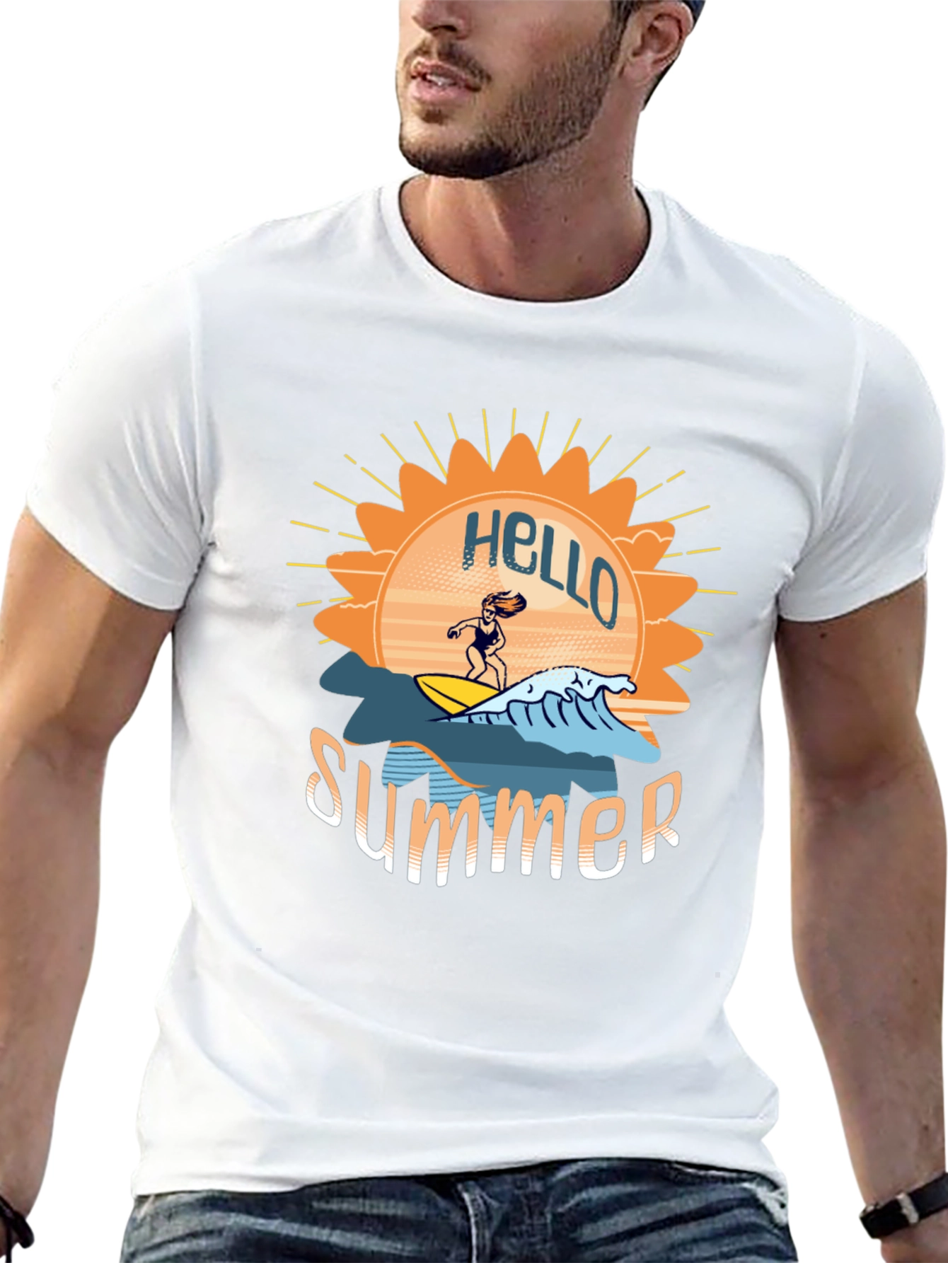 Hello Summer T-Shirt - Surfing Design