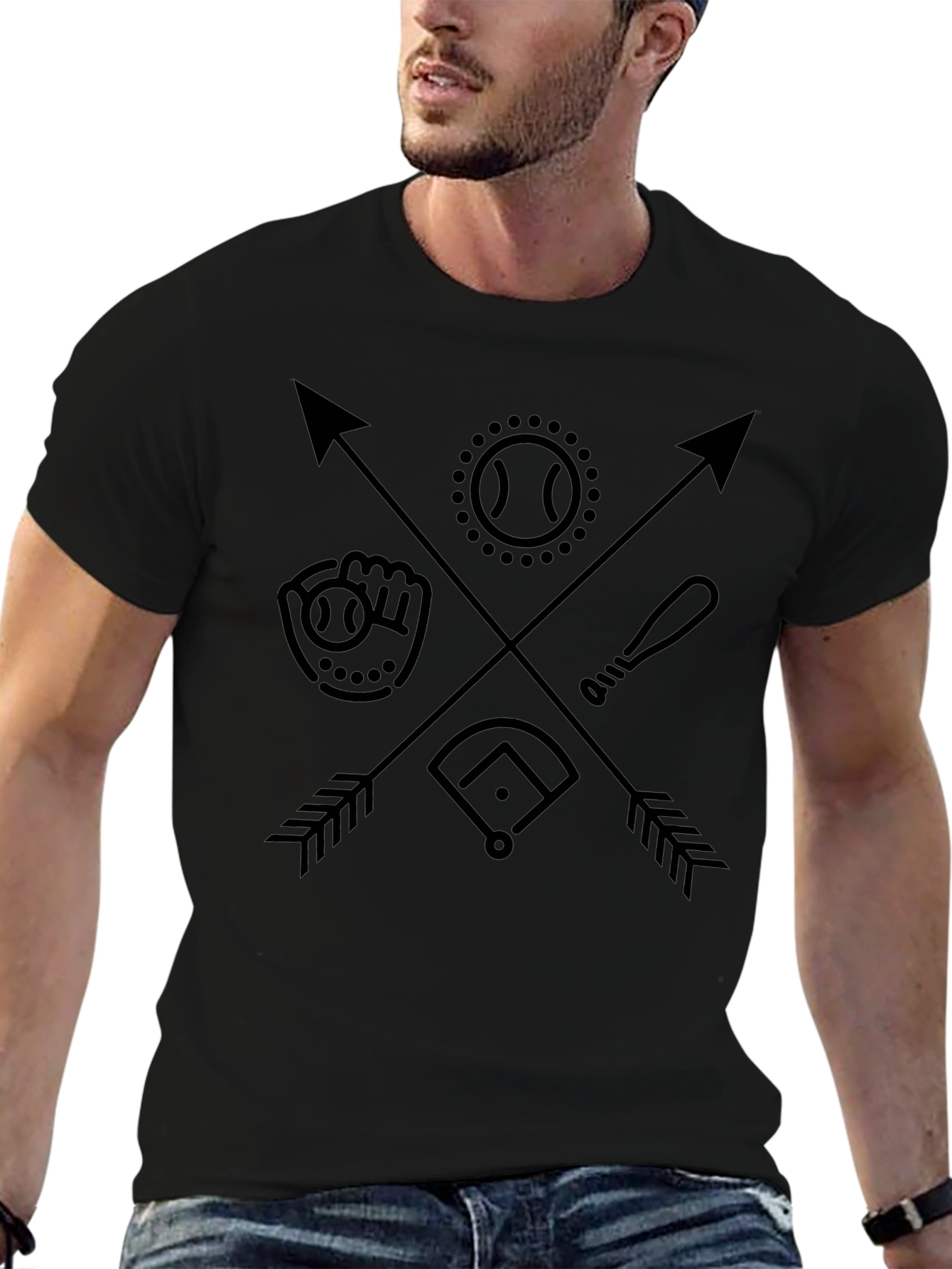 Baseball Arrows Graphic Tee - Classic Black T-Shirt