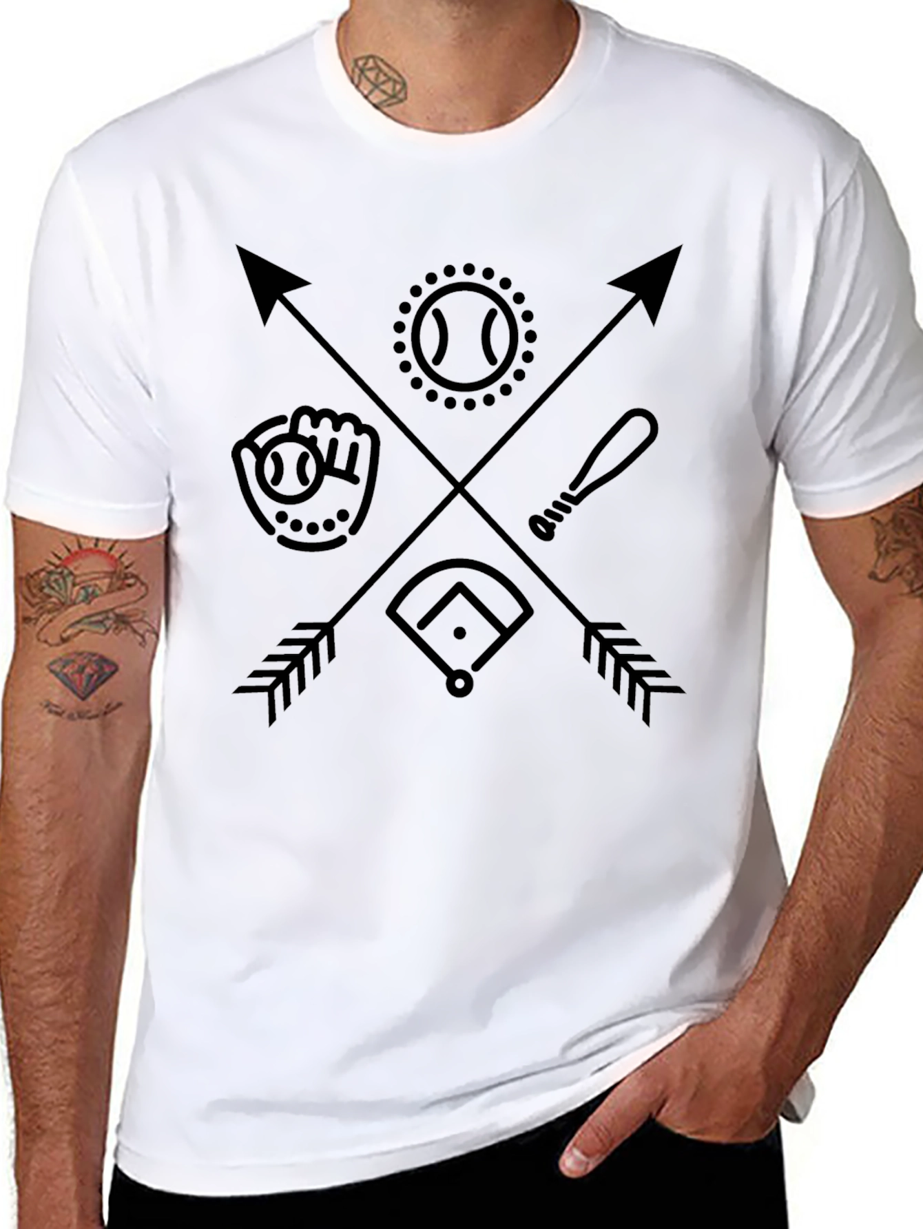 Baseball Arrows Graphic Tee - Classic Black T-Shirt