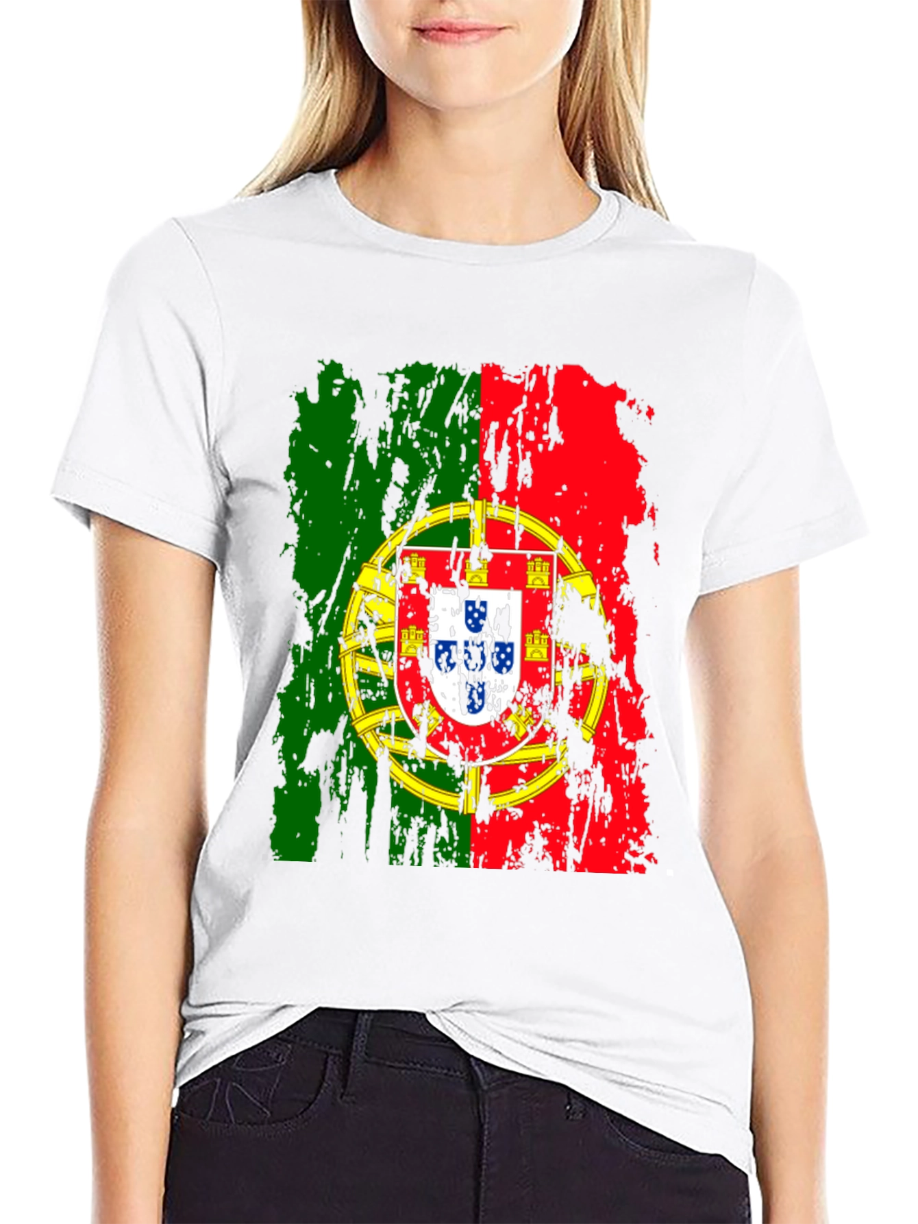 Portugal Flag Graphic T-Shirt - Black Cotton Tee