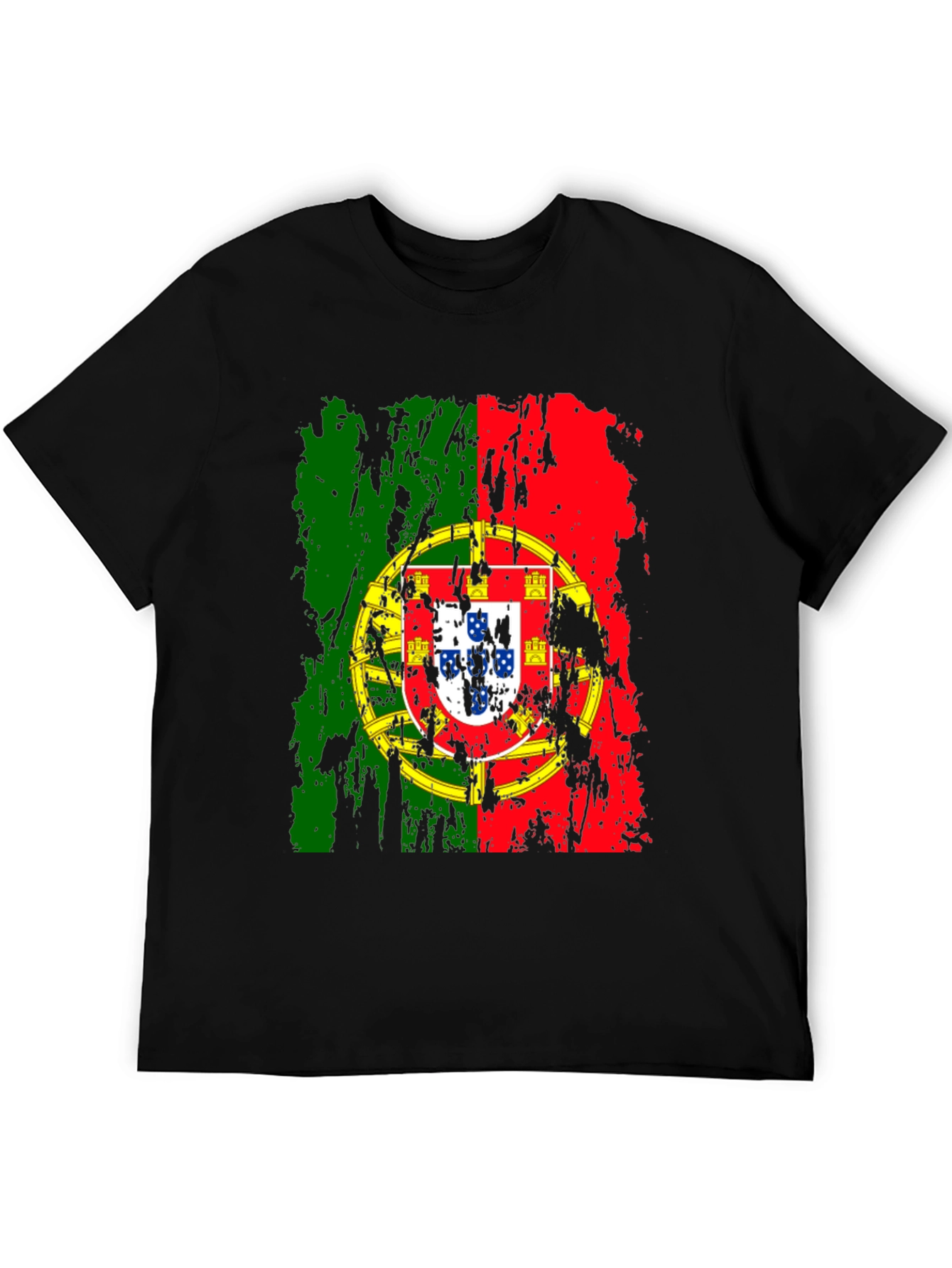 Portugal Flag Graphic T-Shirt - Black Cotton Tee