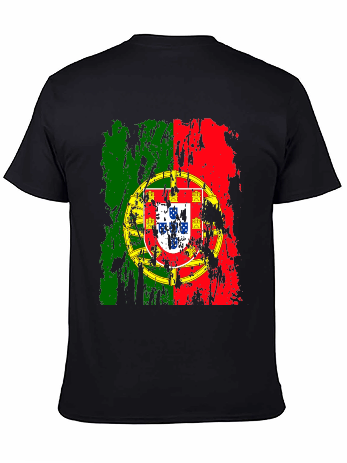 Portugal Flag Graphic T-Shirt - Black Cotton Tee