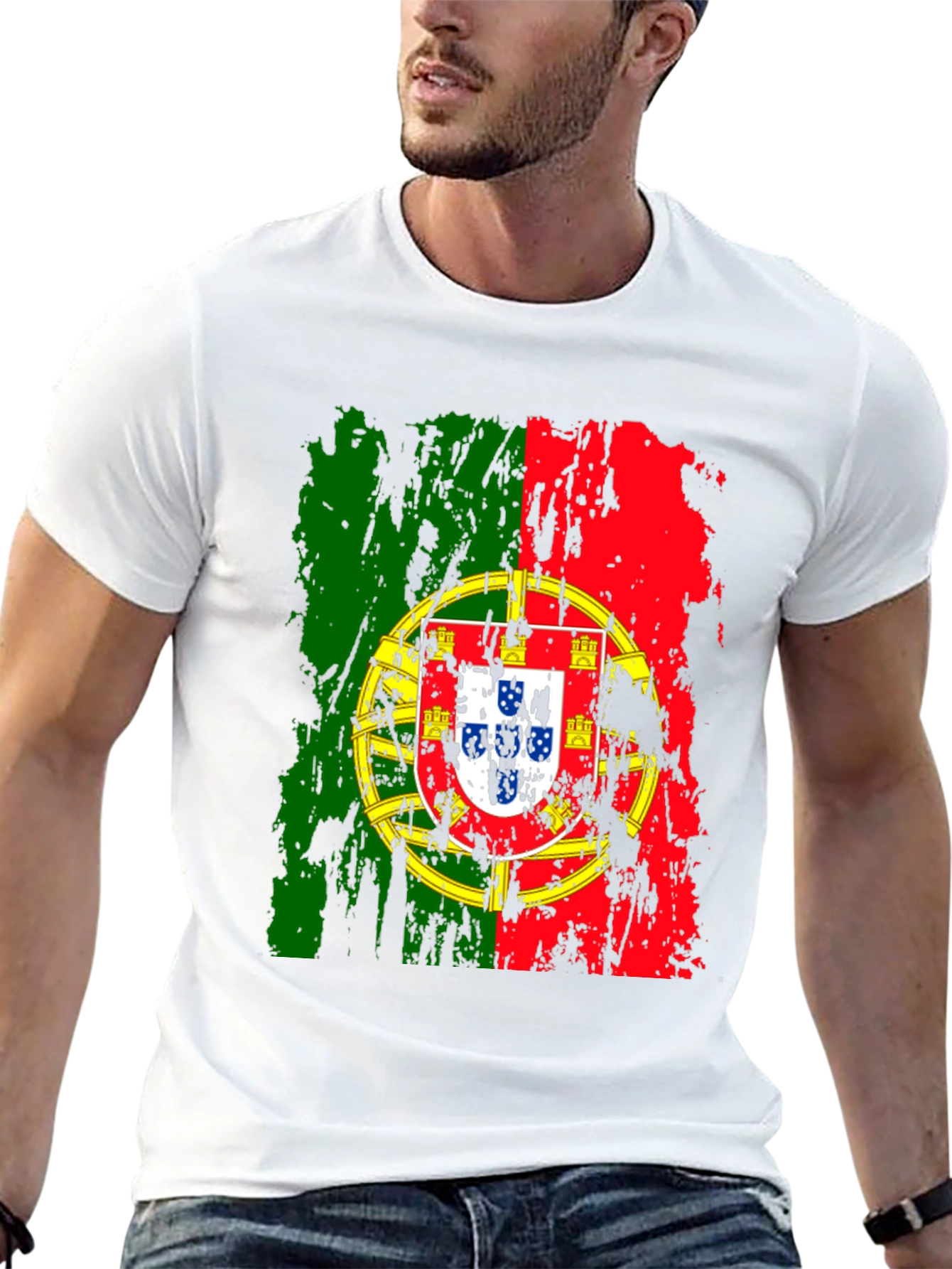 Portugal Flag Graphic T-Shirt - Black Cotton Tee