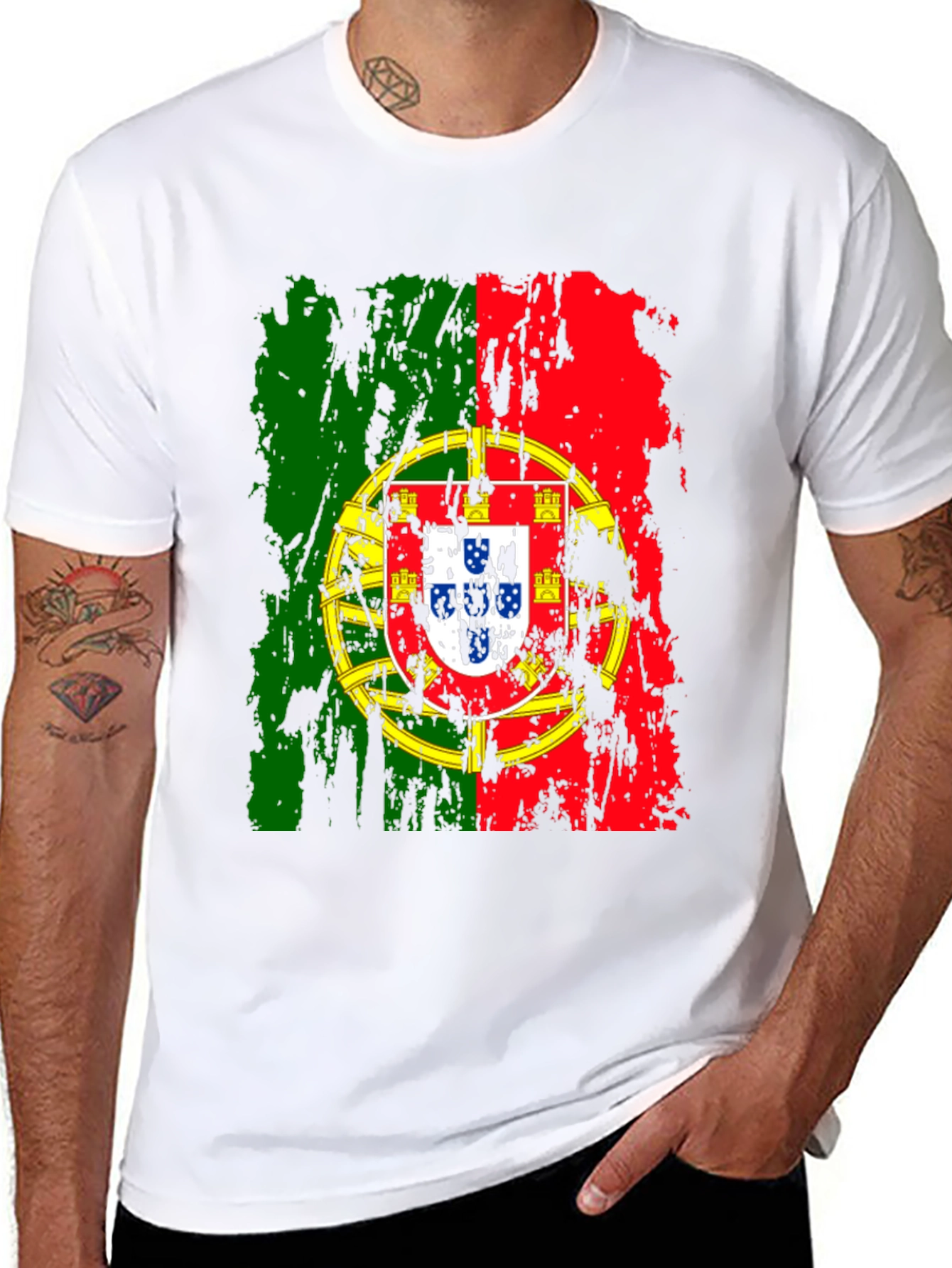 Portugal Flag Graphic T-Shirt - Black Cotton Tee