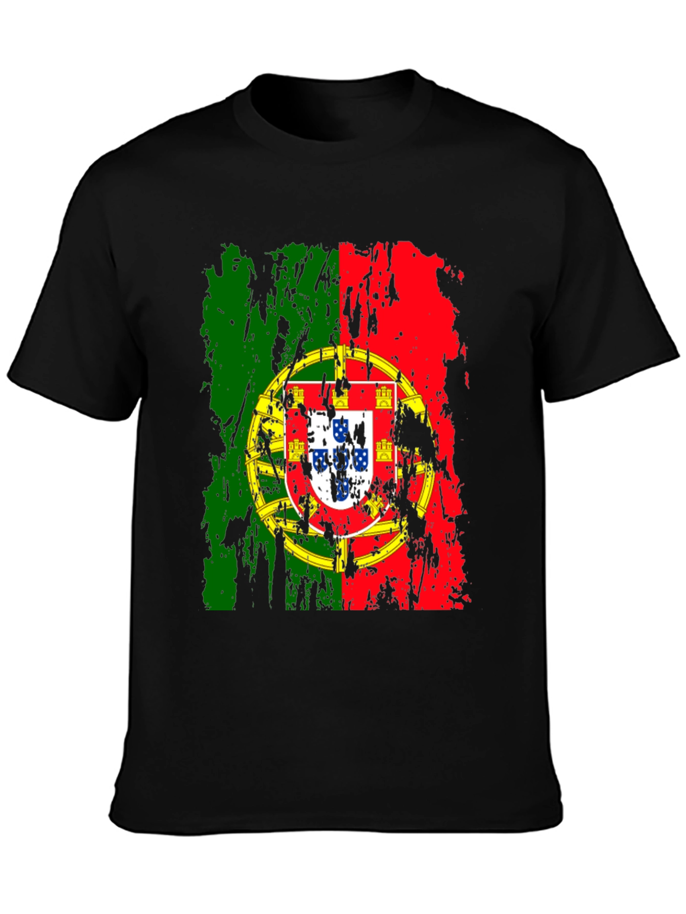 Portugal Flag Graphic T-Shirt - Black Cotton Tee