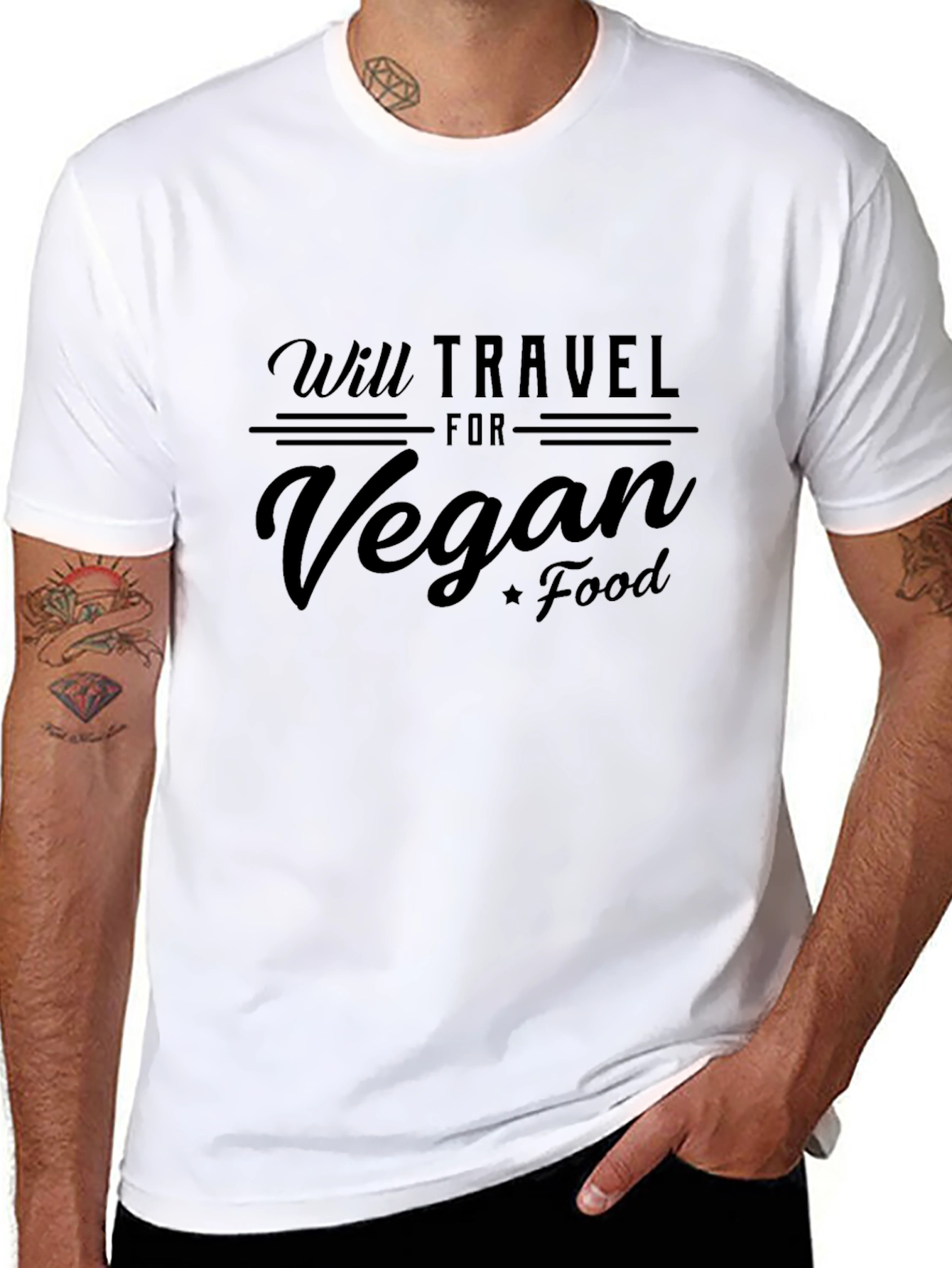 Vegan Food Travel T-Shirt - Black