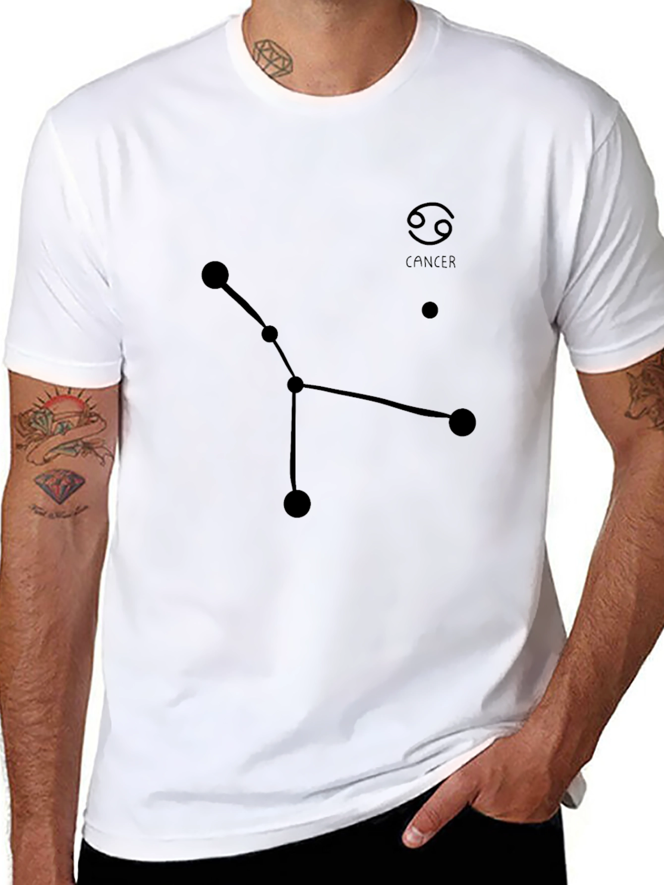 Cancer Constellation Black T-Shirt Zodiac Astrology Gift