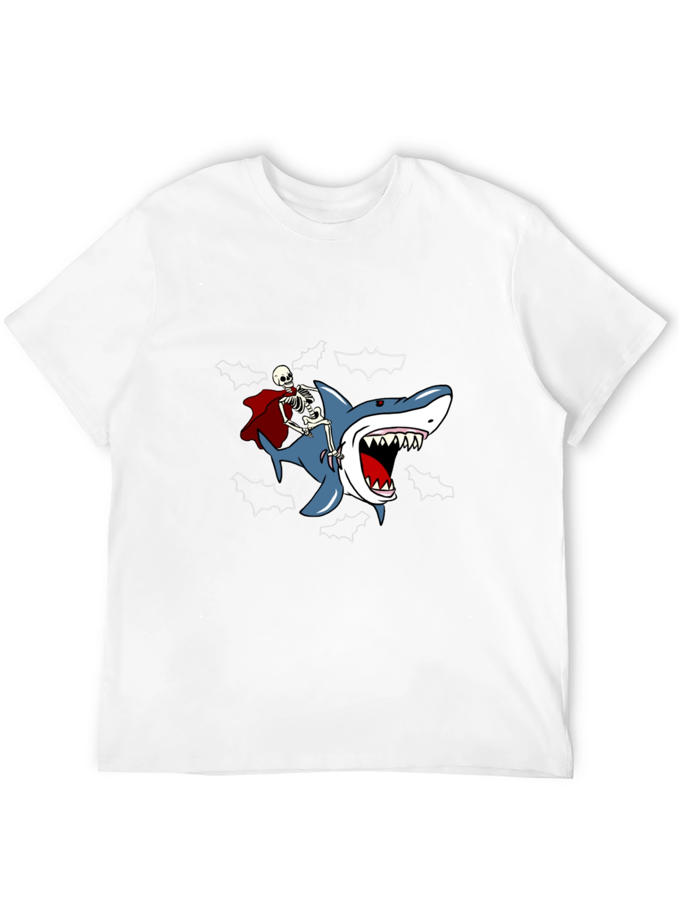 Skeleton Riding Shark Graphic Tee