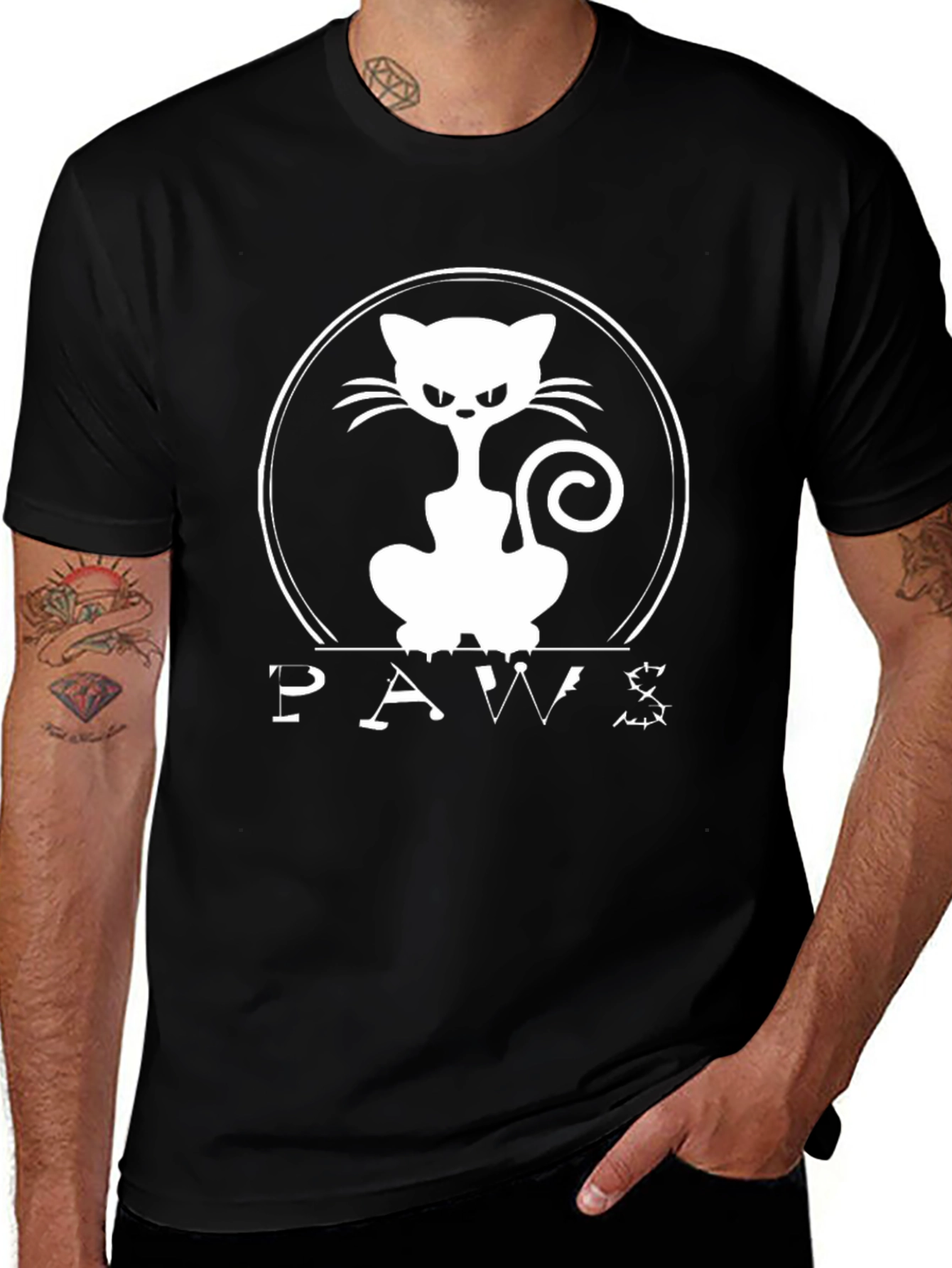 Paws Black T-Shirt - Cat Lovers Tee