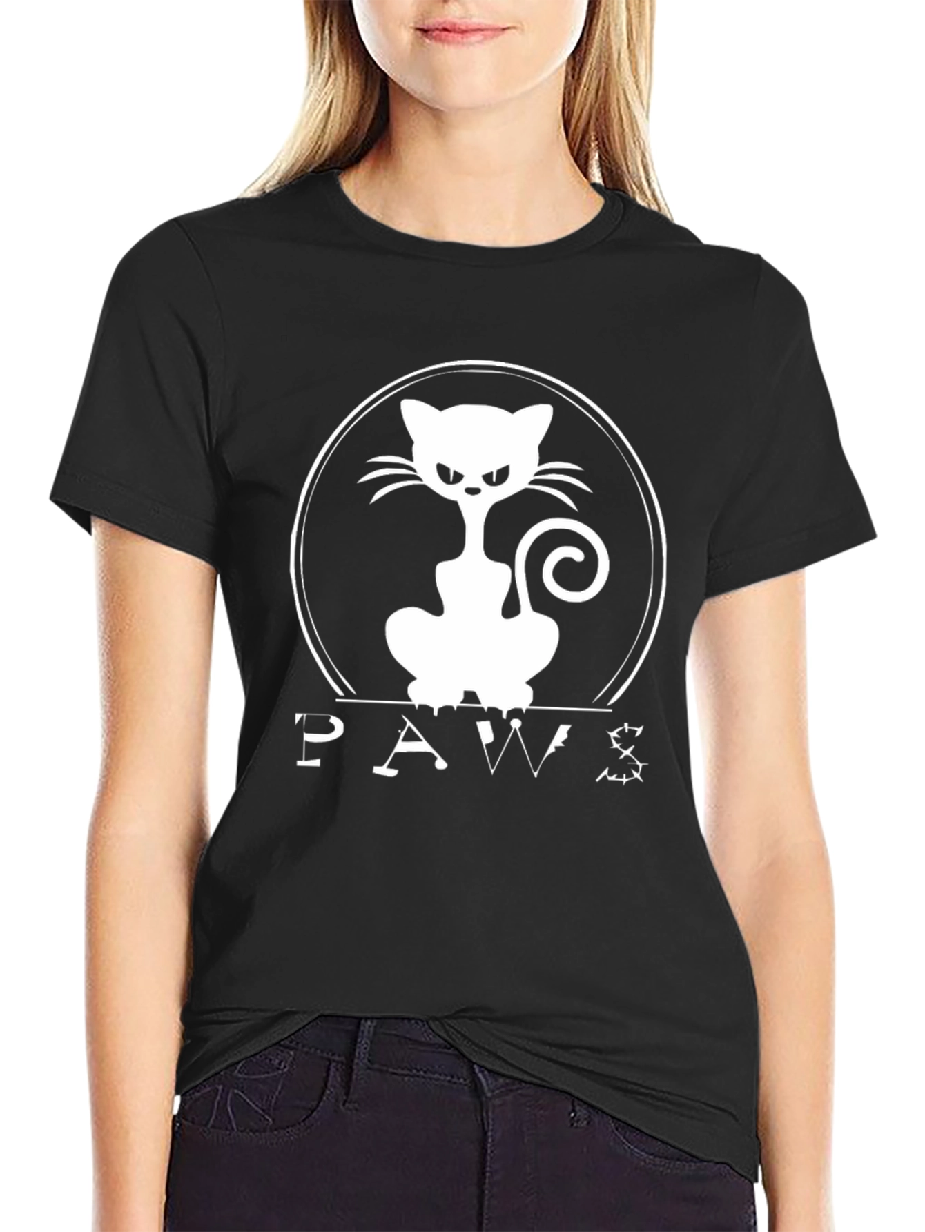 Paws Black T-Shirt - Cat Lovers Tee