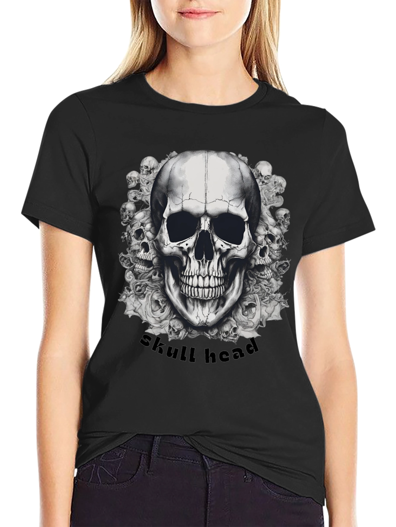 Skull Head Graphic T-Shirt - Mens Black Tee