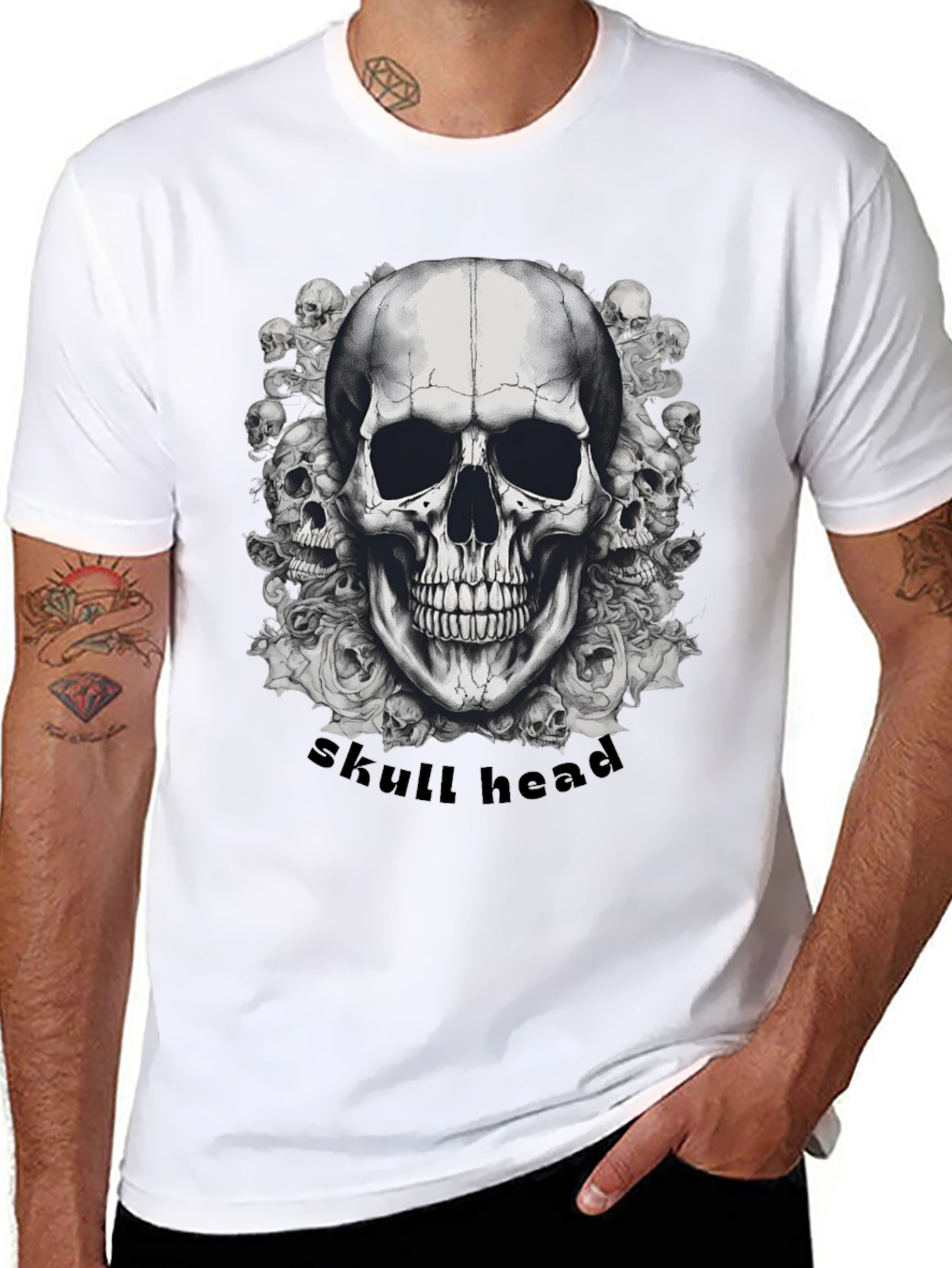 Skull Head Graphic T-Shirt - Mens Black Tee
