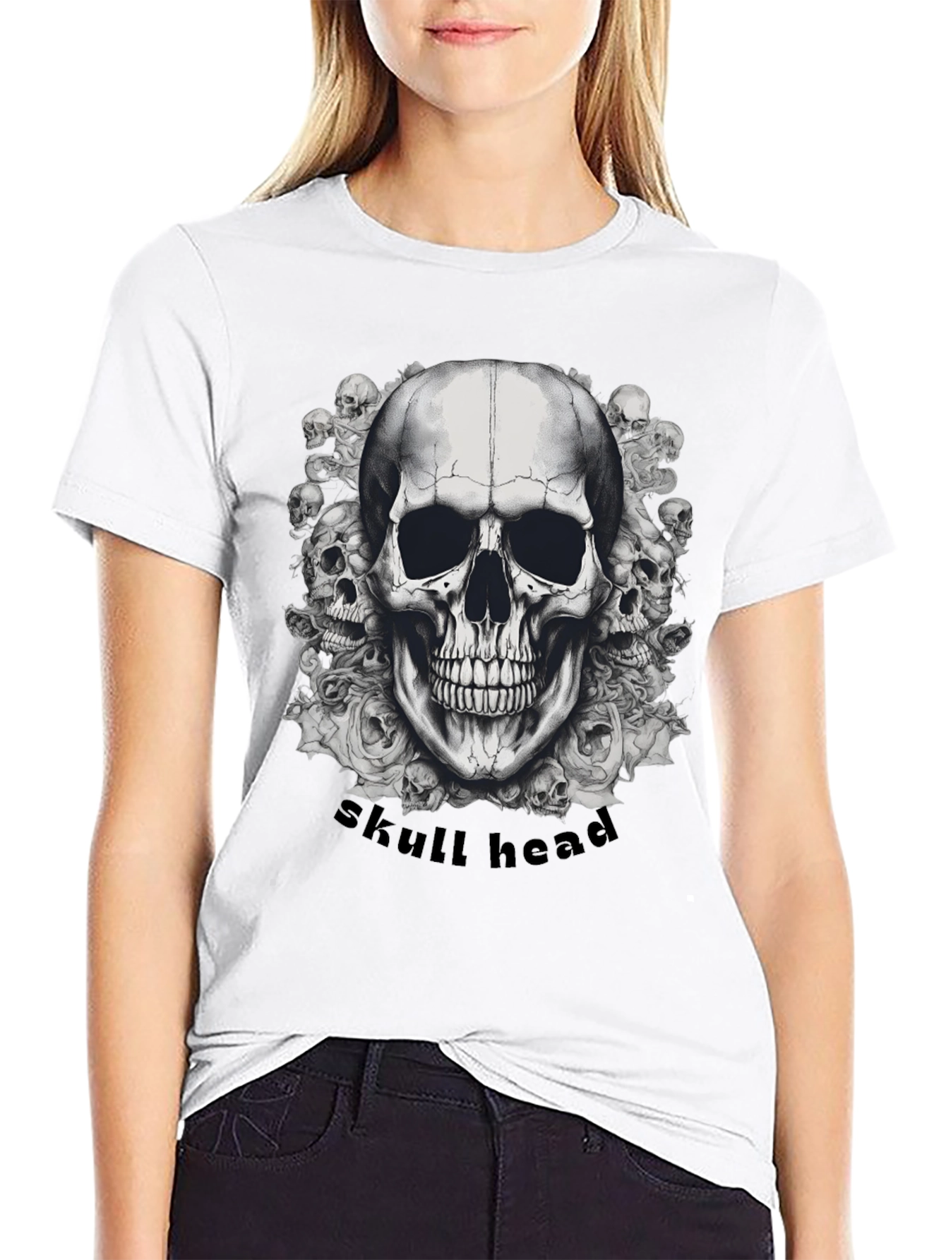Skull Head Graphic T-Shirt - Mens Black Tee