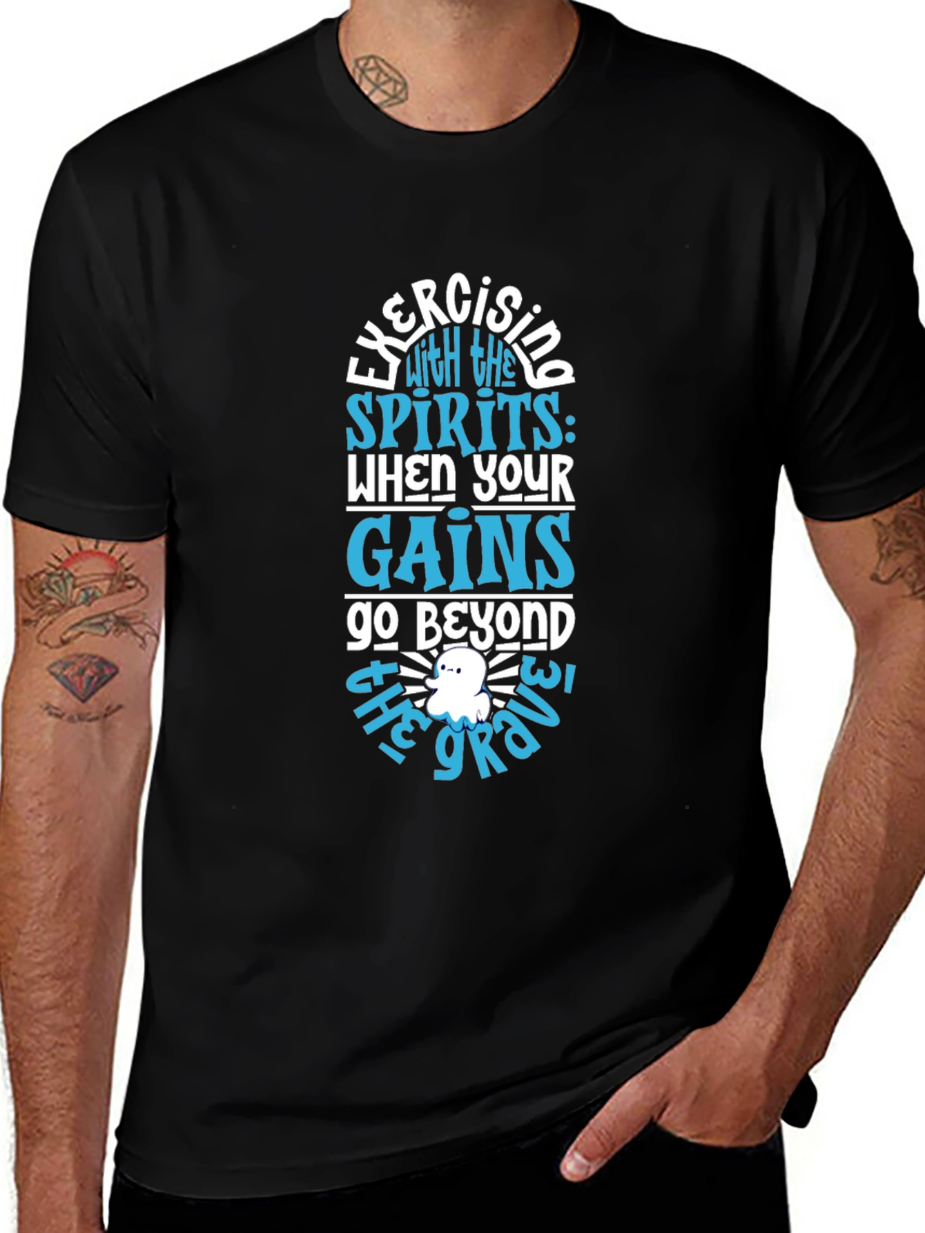 Exercising with Spirits Black T-Shirt