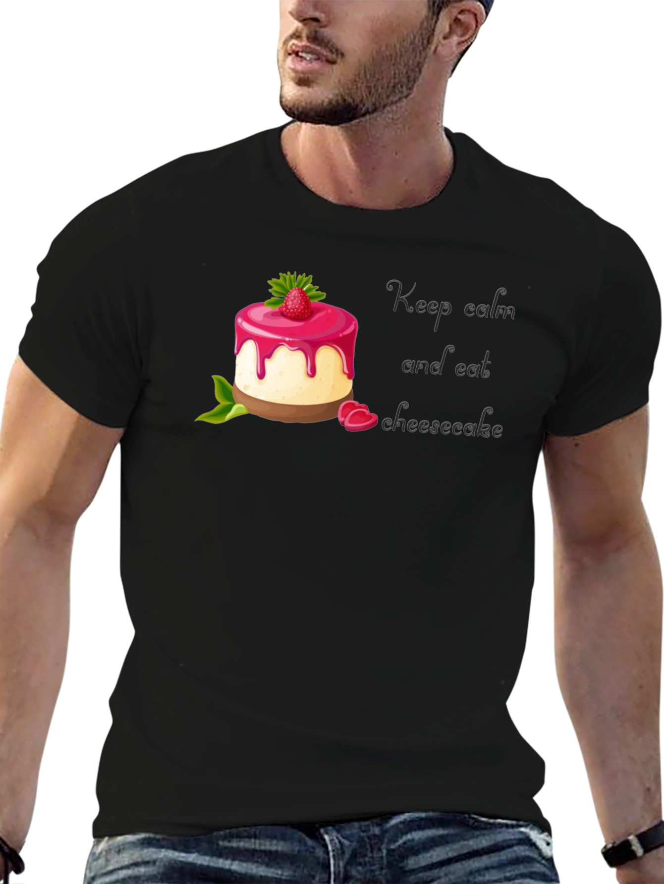 Keep Calm and Eat Cheesecake Black T-Shirt