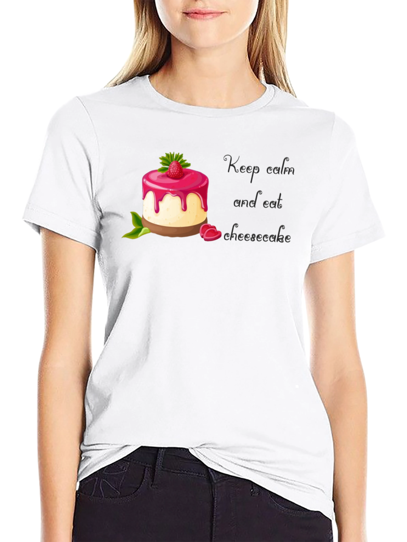 Keep Calm and Eat Cheesecake Black T-Shirt