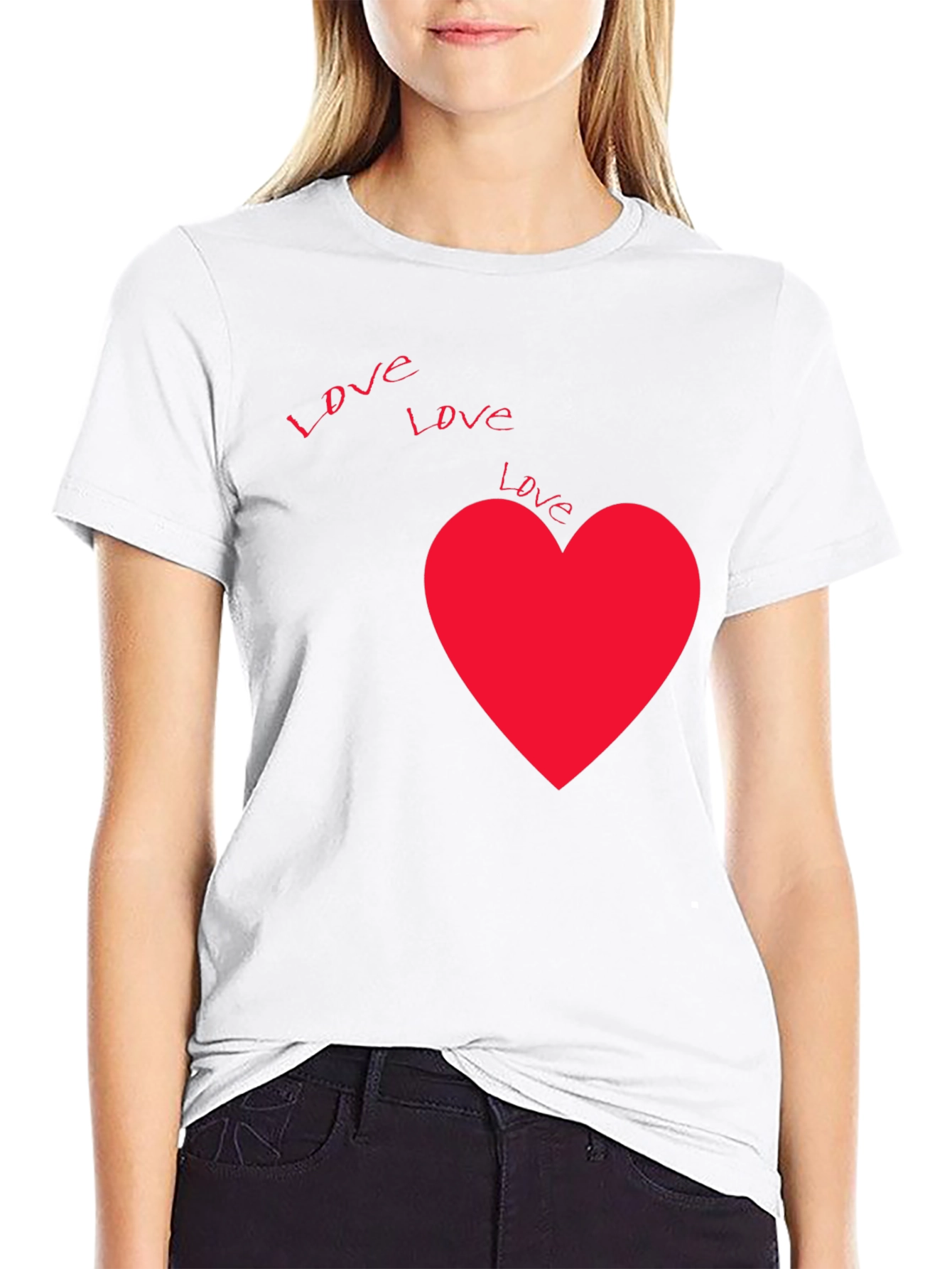 Love Heart Graphic Black T-Shirt