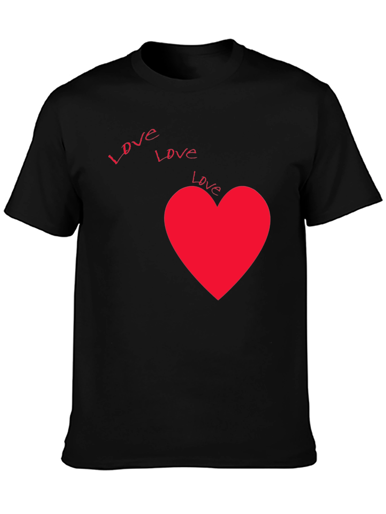 Love Heart Graphic Black T-Shirt