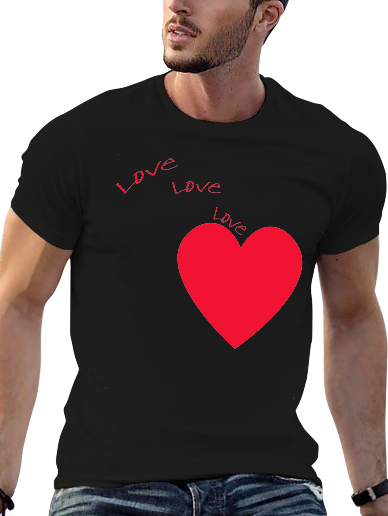 Love Heart Graphic Black T-Shirt