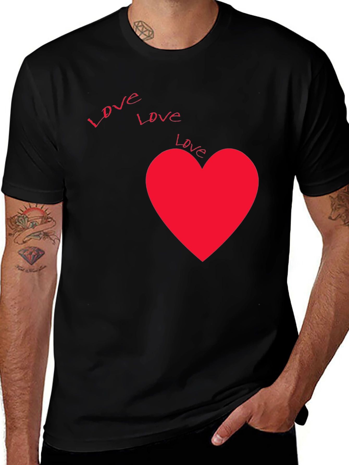 Love Heart Graphic Black T-Shirt