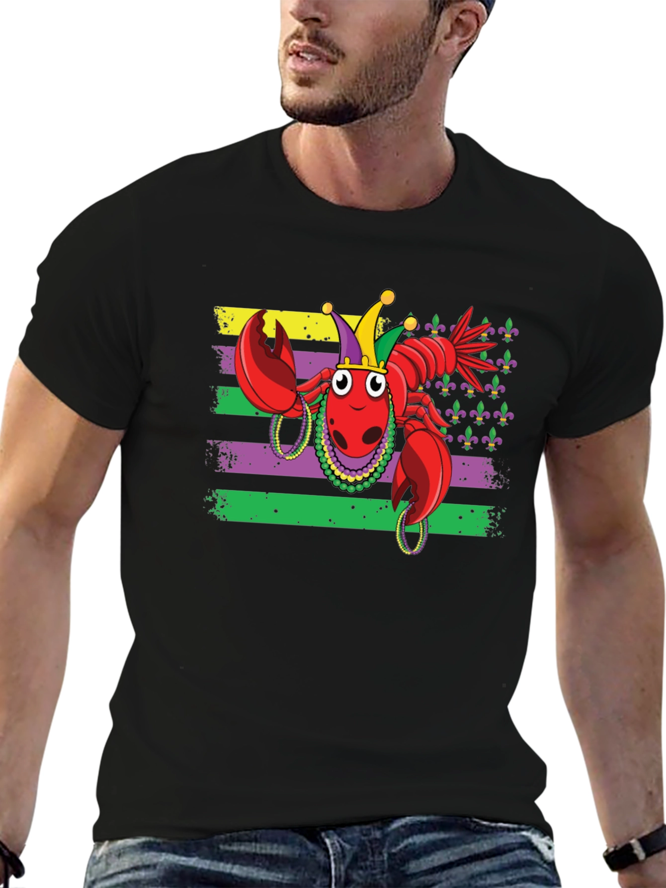 Mardi Gras Lobster T-Shirt - Black