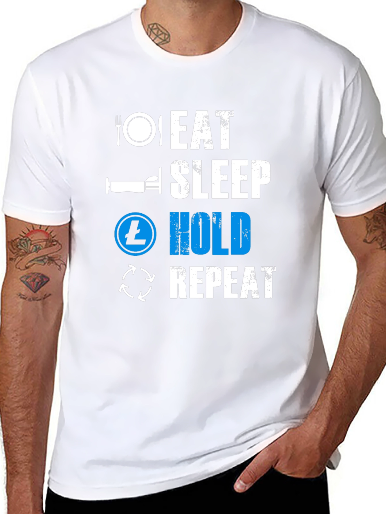 Eat Sleep Hold Repeat T-Shirt - Crypto Design