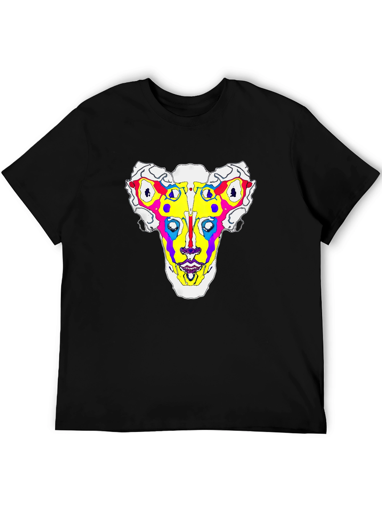 Abstract Face Graphic Tee - Black