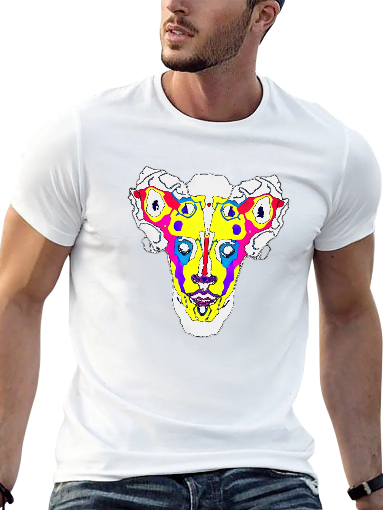 Abstract Face Graphic Tee - Black