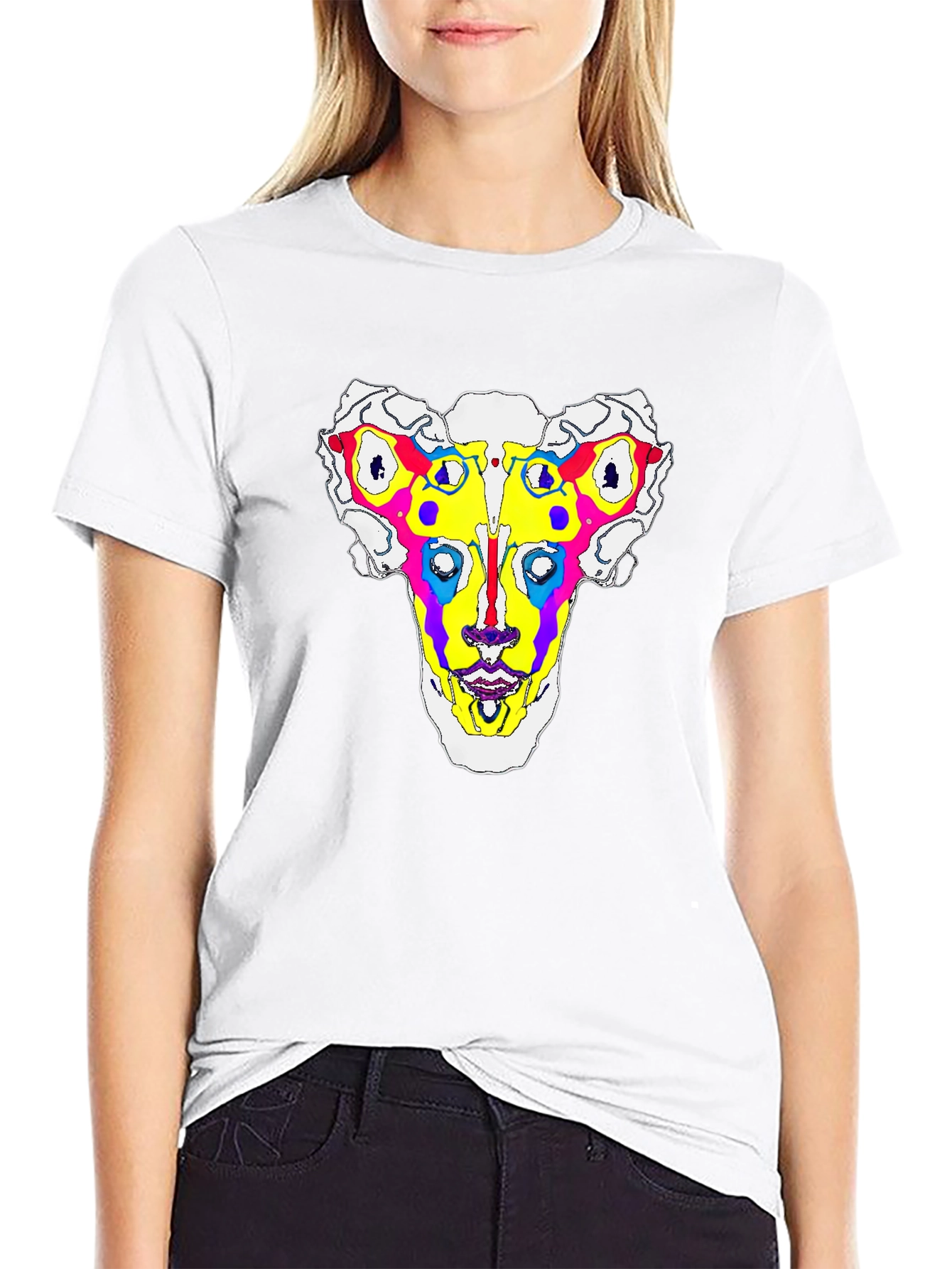 Abstract Face Graphic Tee - Black