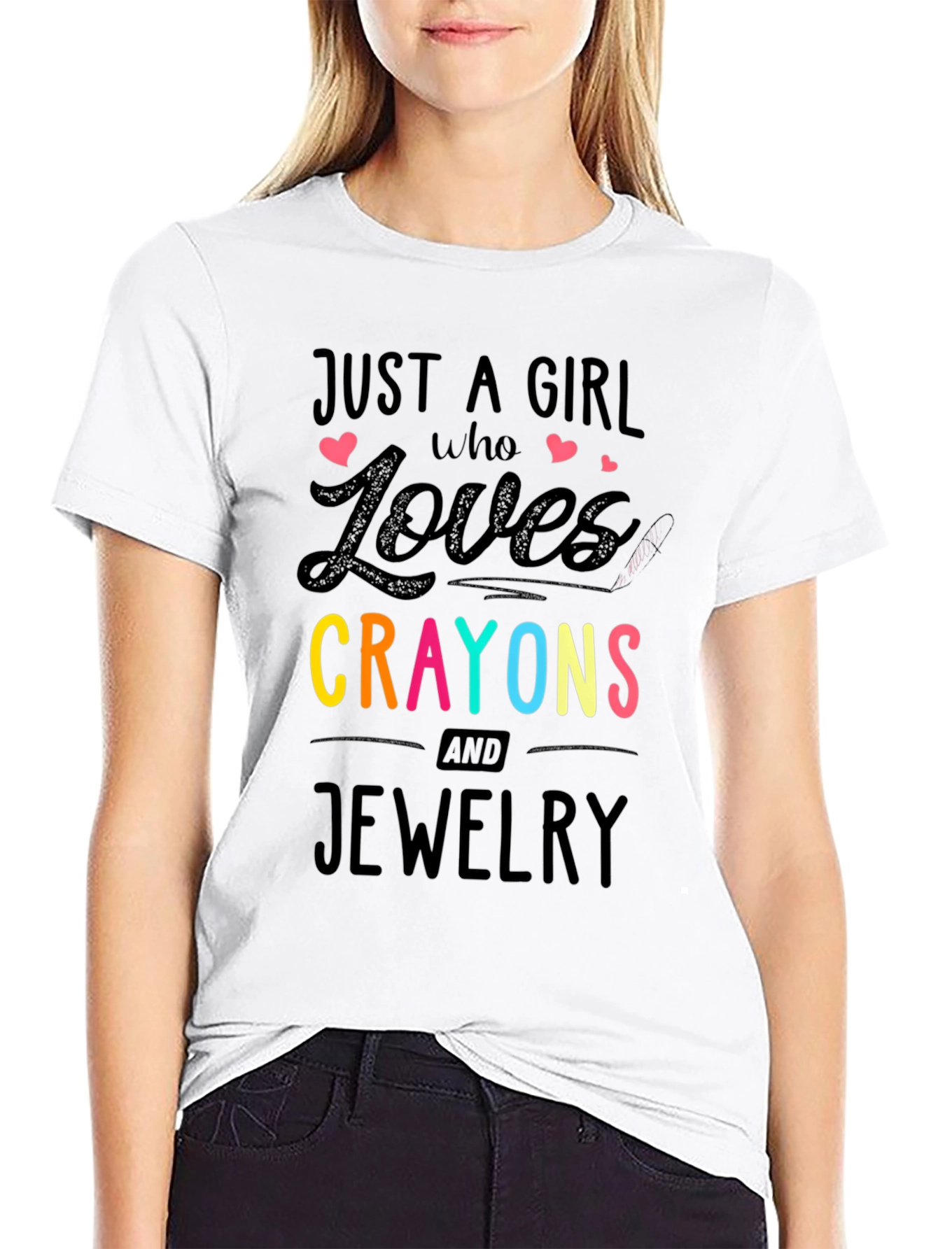 Just A Girl Who Loves Crayons & Jewelry T-Shirt