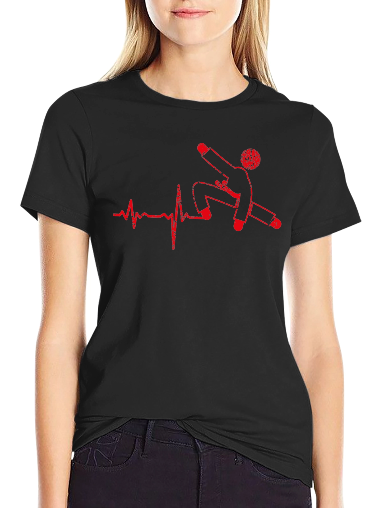 Heartbeat Skateboard Black T-Shirt