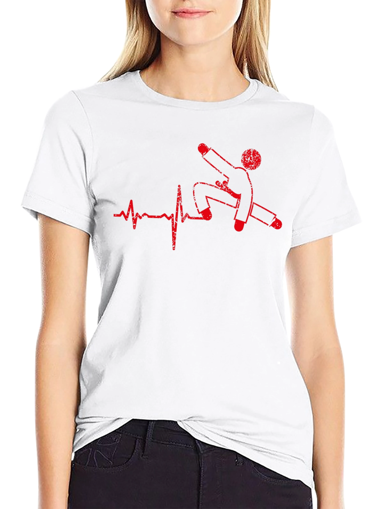 Heartbeat Skateboard Black T-Shirt
