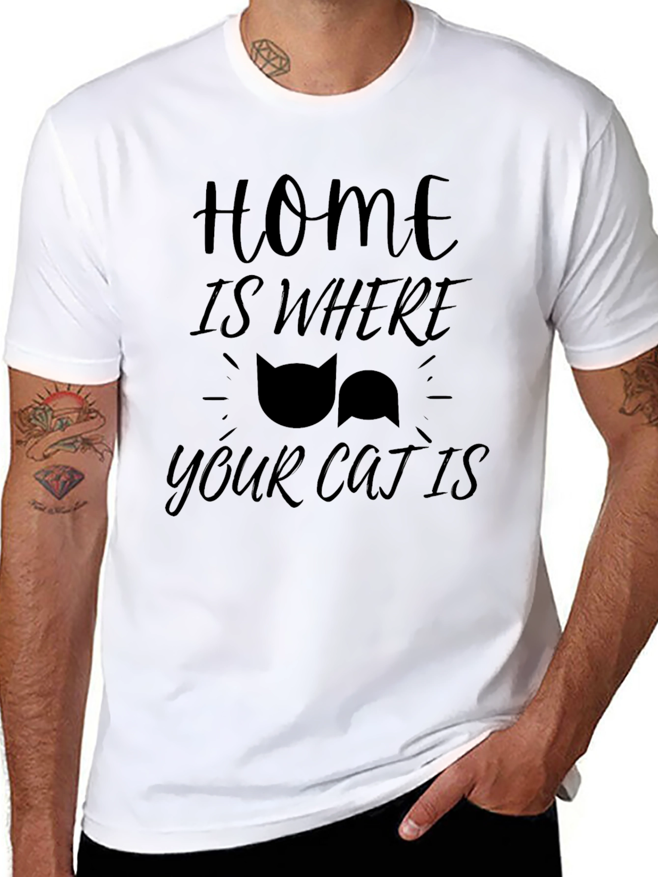 Home Is Where Your Cat Is - Black T-Shirt