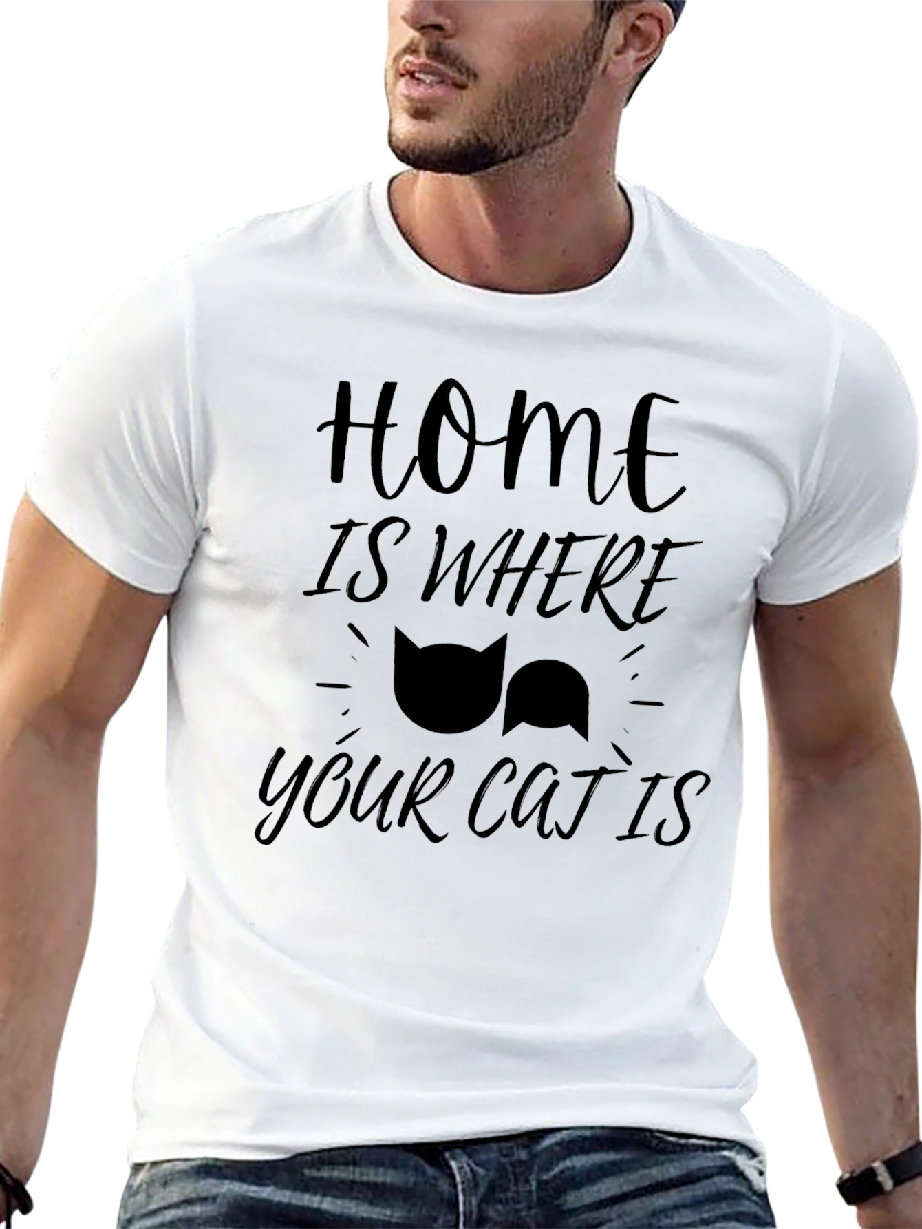 Home Is Where Your Cat Is - Black T-Shirt