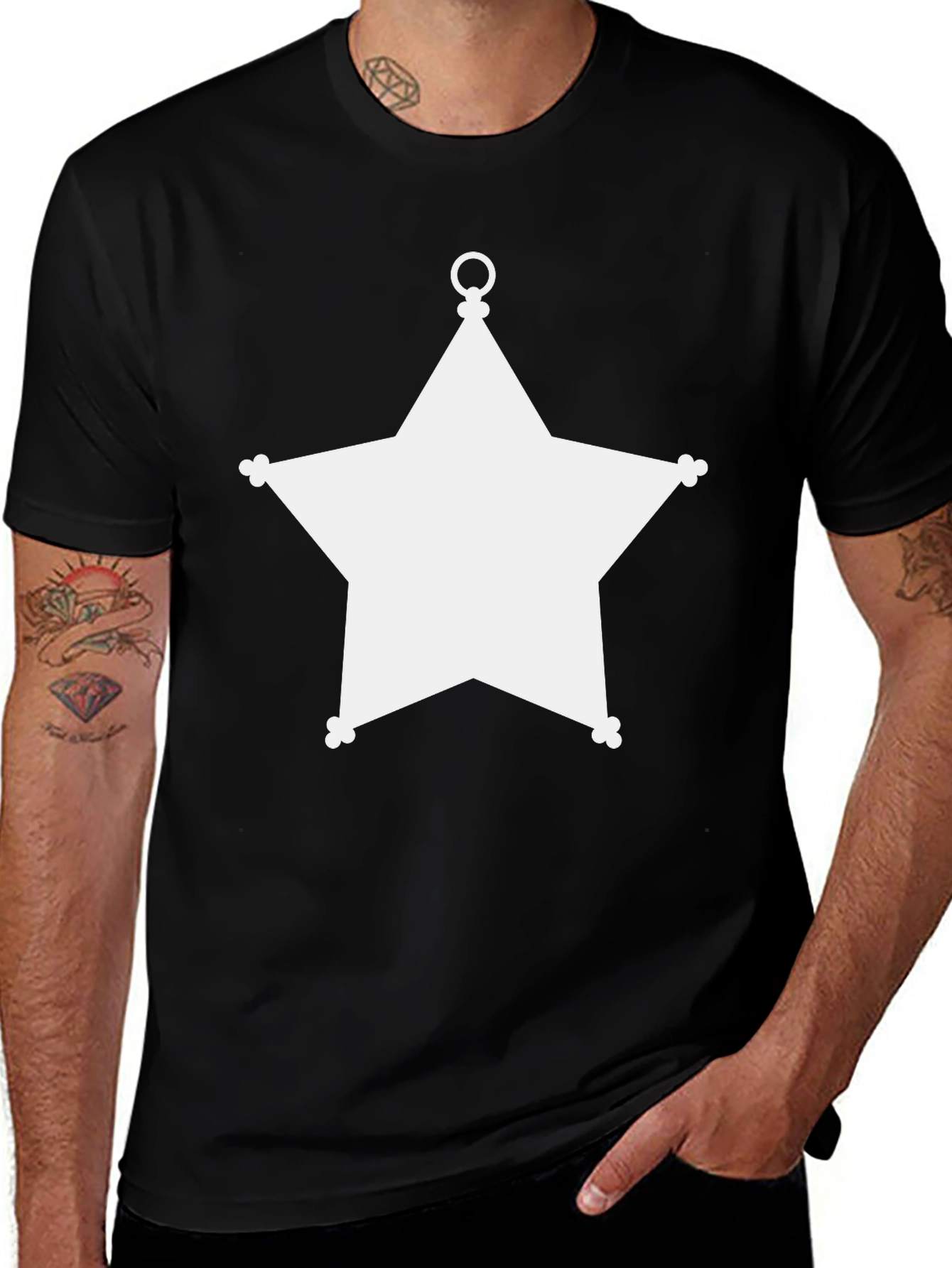 Sheriff Star Graphic Tee - Classic Black Cotton T-Shirt