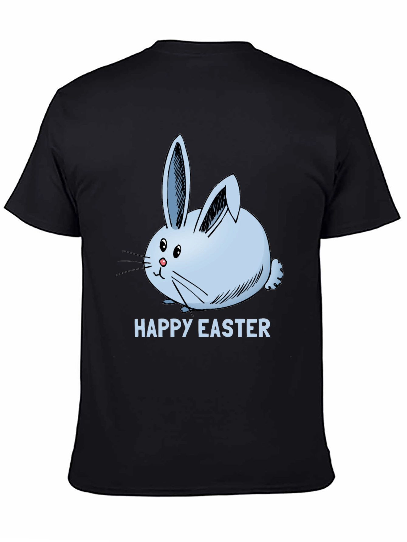Happy Easter Bunny T-Shirt Black Cotton