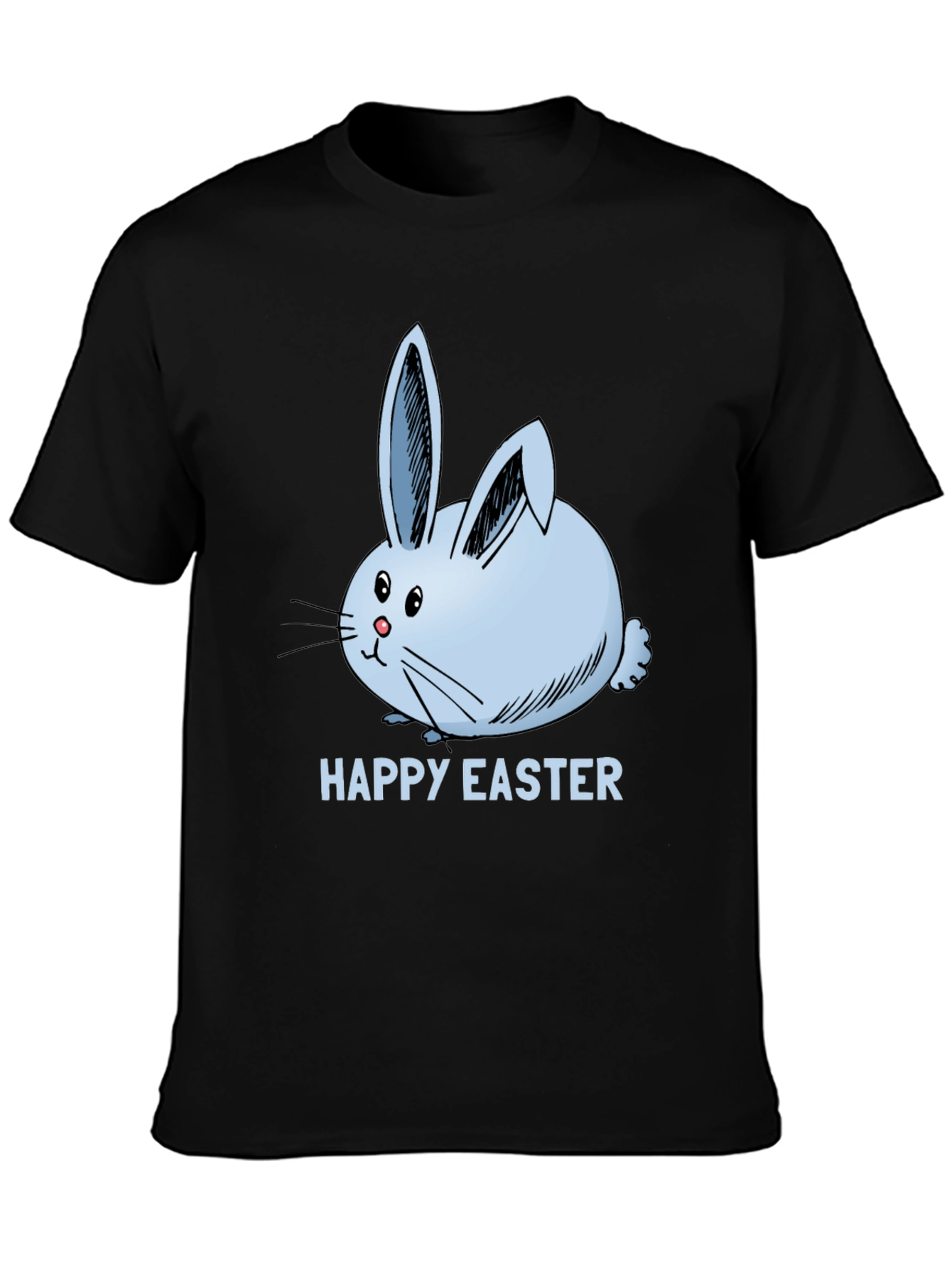 Happy Easter Bunny T-Shirt Black Cotton