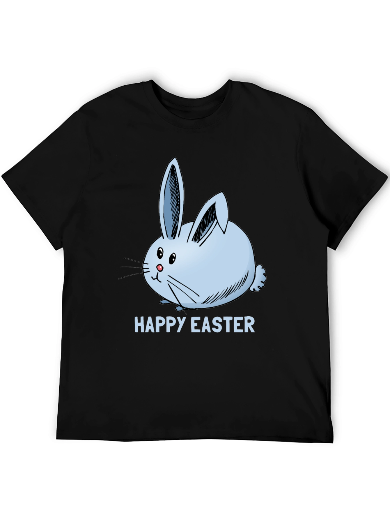 Happy Easter Bunny T-Shirt Black Cotton