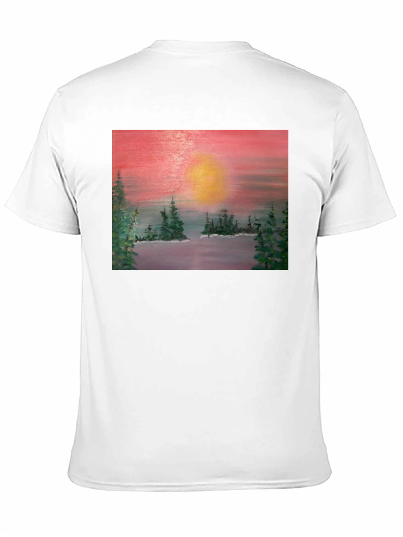 Sunset Lake Painting Graphic Tee - Nature Art T-Shirt