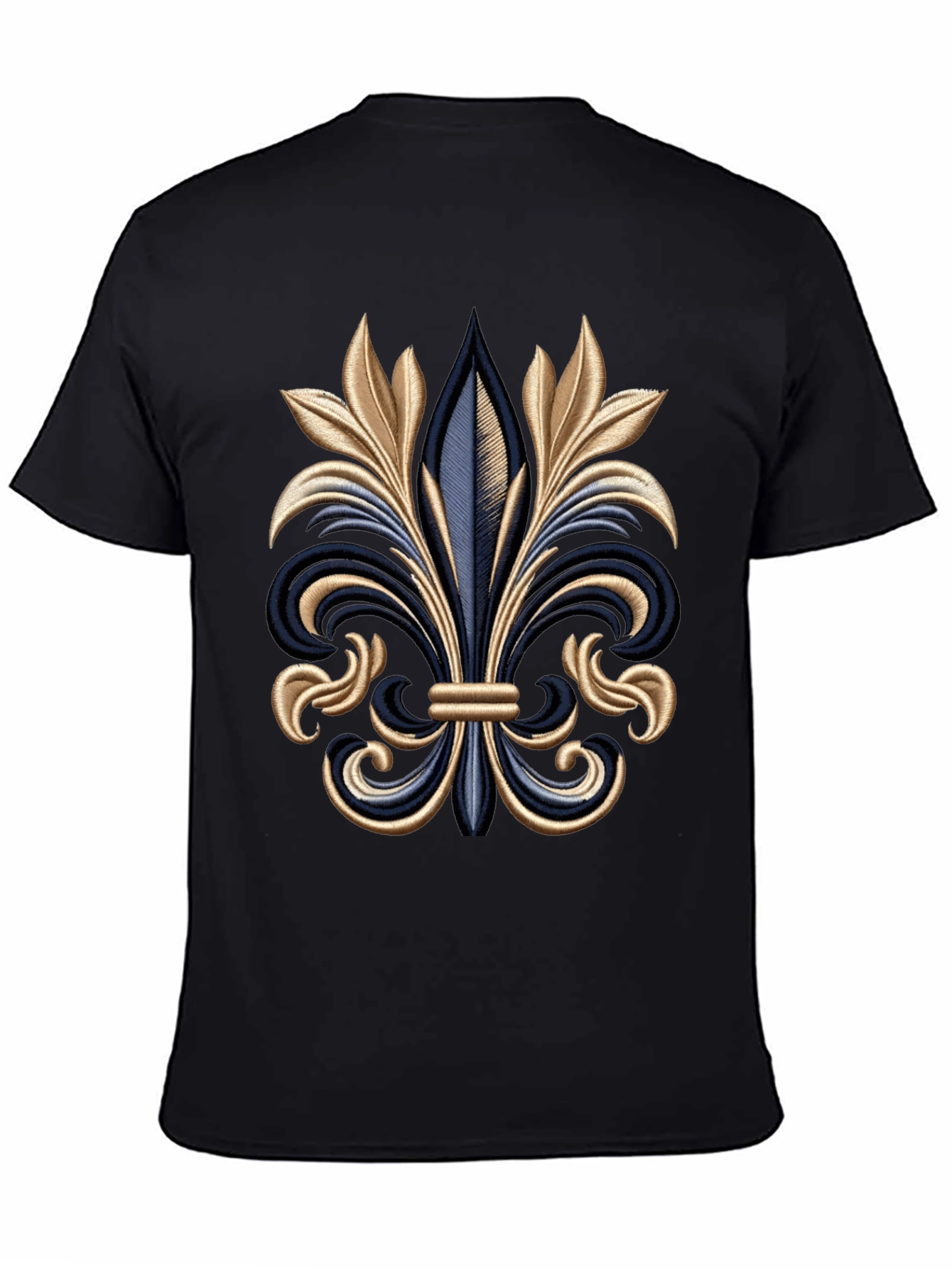 Fleur-de-lis Embroidered Graphic Tee - Stylish Mens Black T-Shirt