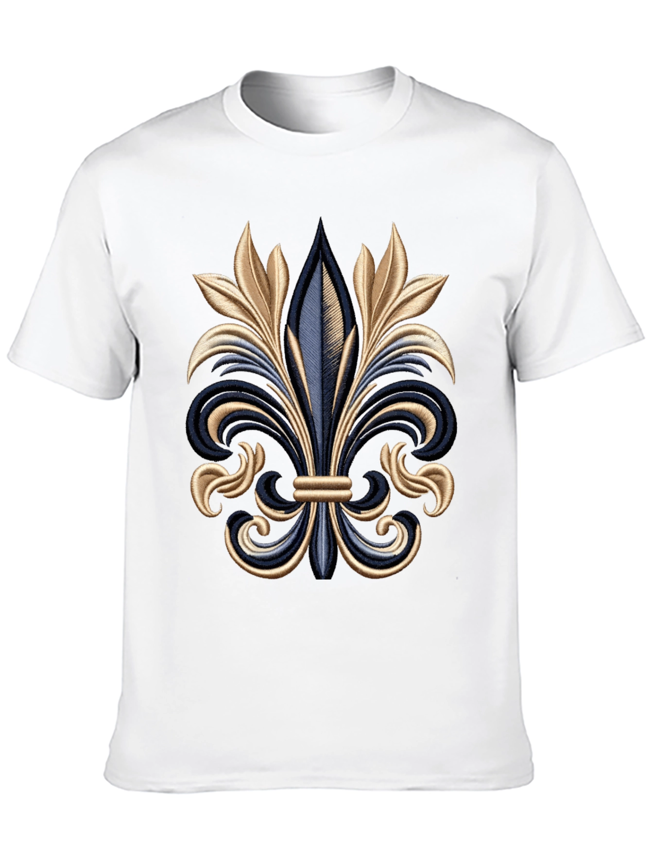 Fleur-de-lis Embroidered Graphic Tee - Stylish Mens Black T-Shirt